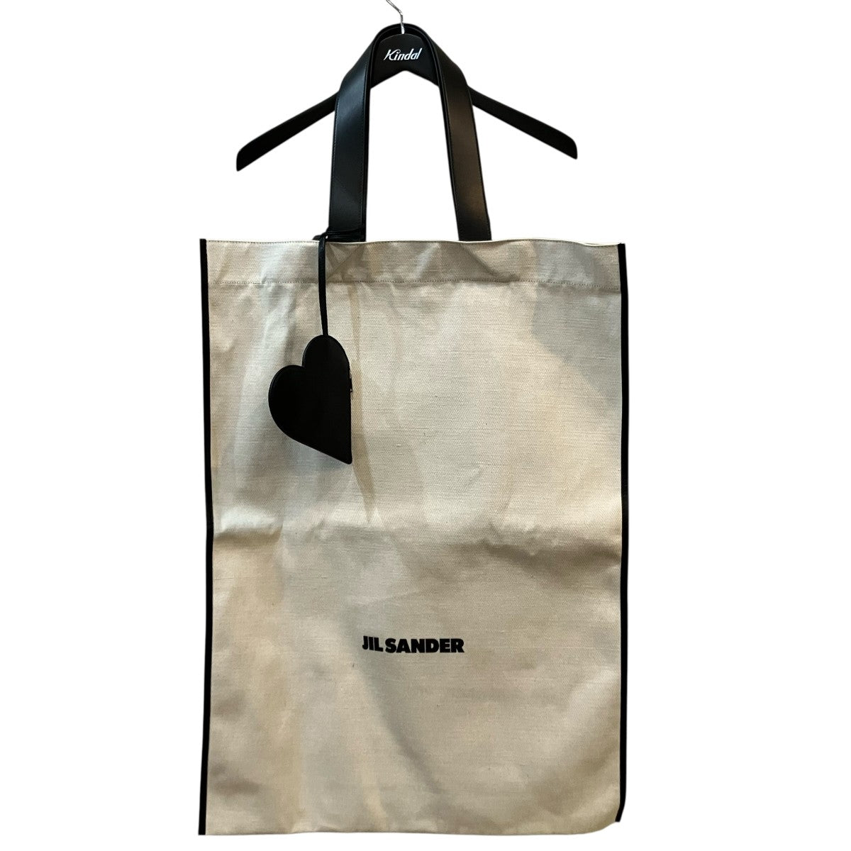 JIL SANDER 「BORDER BOOK TOTE」ハート型ポーチ付きロゴキャンバストートJ10WC0001 古着・中古-2枚目のアイテム画像