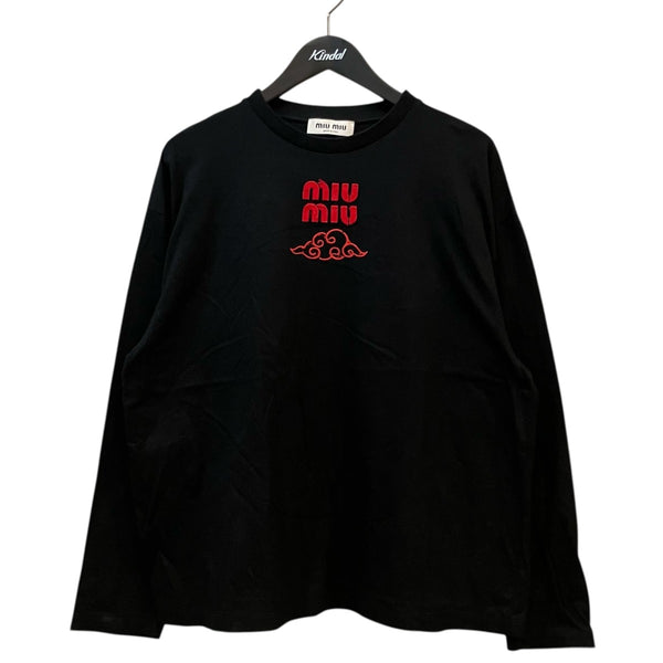 ミュウミュウ MJL992 24年 ロゴ刺繍 カットソー Tシャツ 長袖 XS MIU MIU - ミュウミュウ MJL992 24年 ロゴ刺繍 カットソー Tシャツ