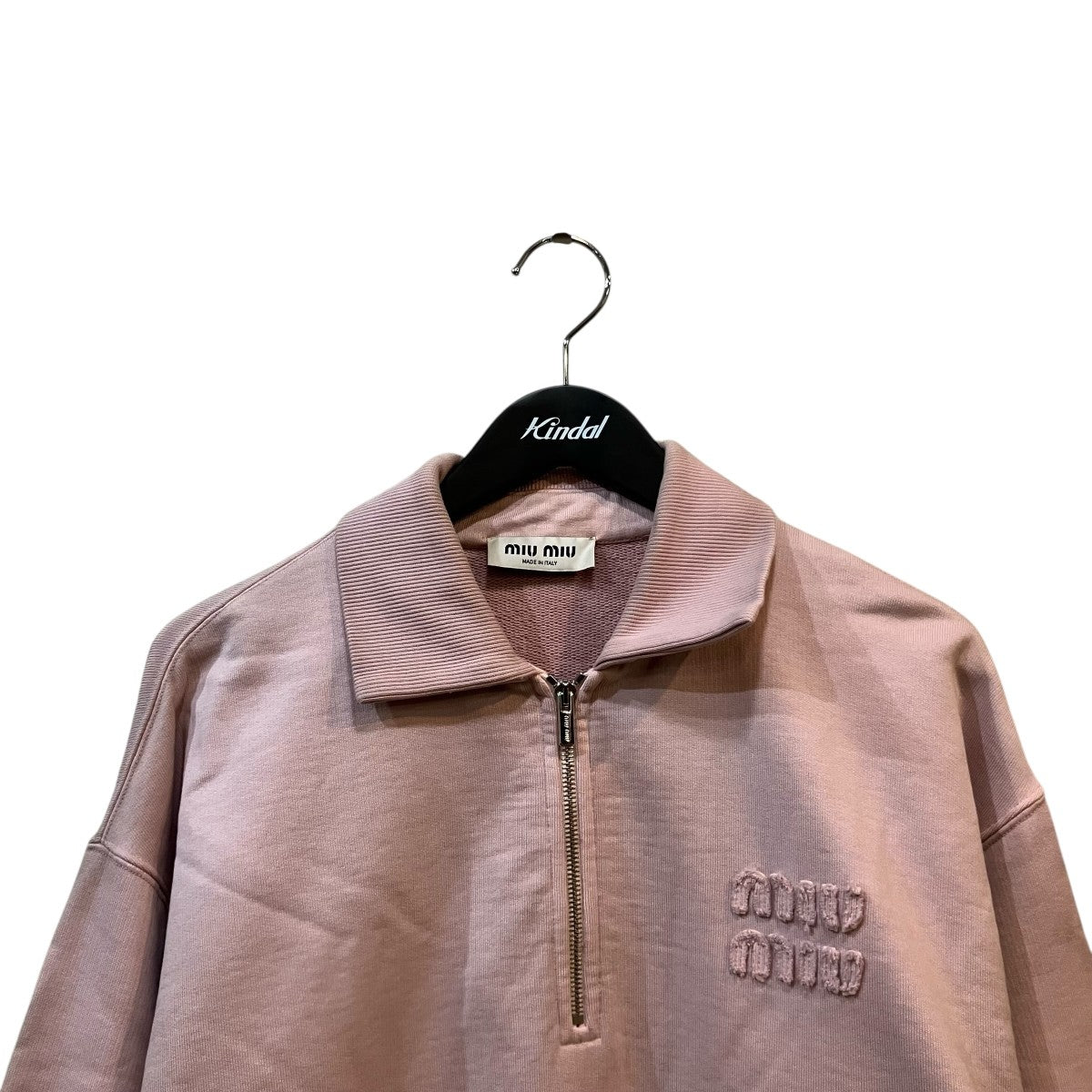 ミュウミュウ  MJL008 ロゴワッペンハーフジップスウェット レディース L MIU MIU - ミュウミュウ MJL008 ロゴワッペンハーフジップスウェット