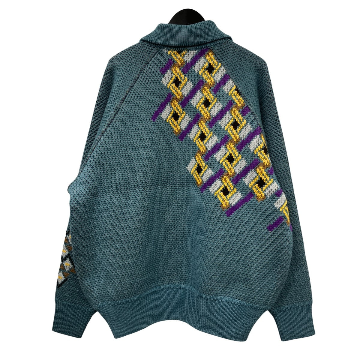 Jacquard Pattern Zip Polo Knitジャガードハーフジップポロニット23WCM-N08304