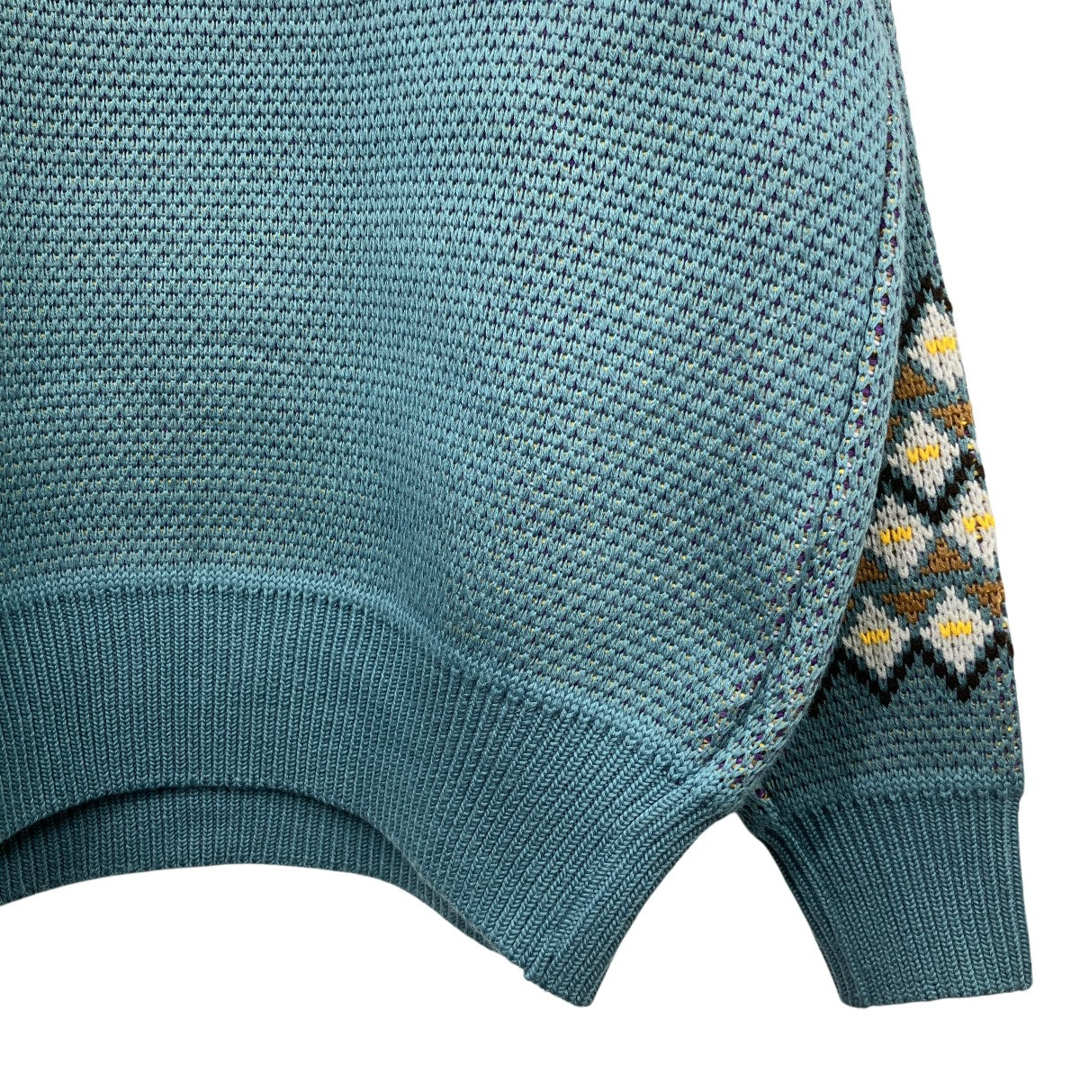 Jacquard Pattern Zip Polo Knitジャガードハーフジップポロニット23WCM-N08304