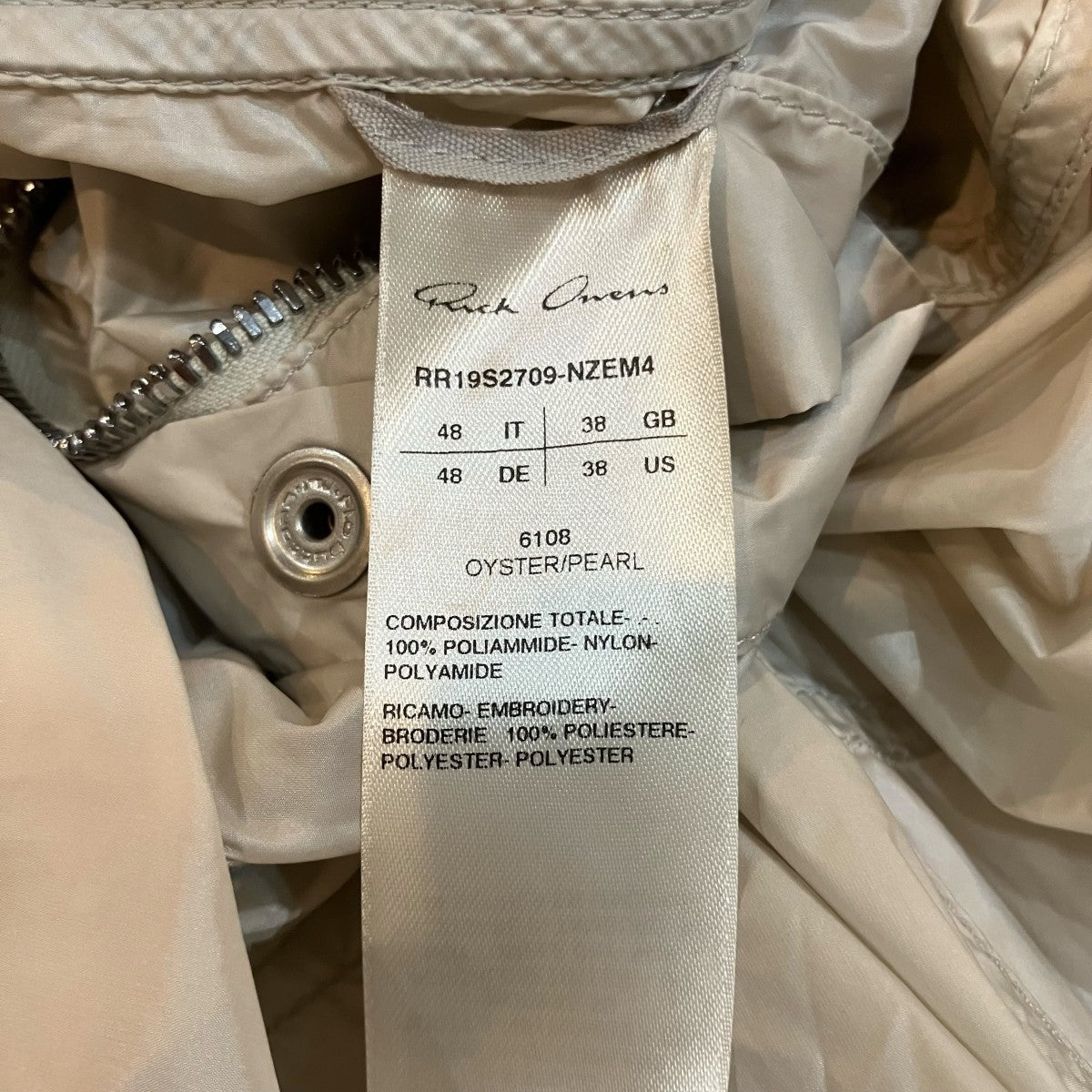 RICK OWENS ナイロンジャケットRR19S2709 NZEM4 古着・中古-6枚目のアイテム画像