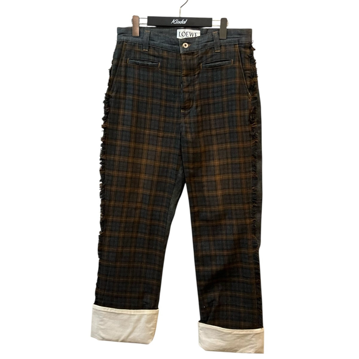 LOEWE チェック柄フィッシャーマンデニムパンツH2292430IB 古着・中古-1枚目のアイテム画像