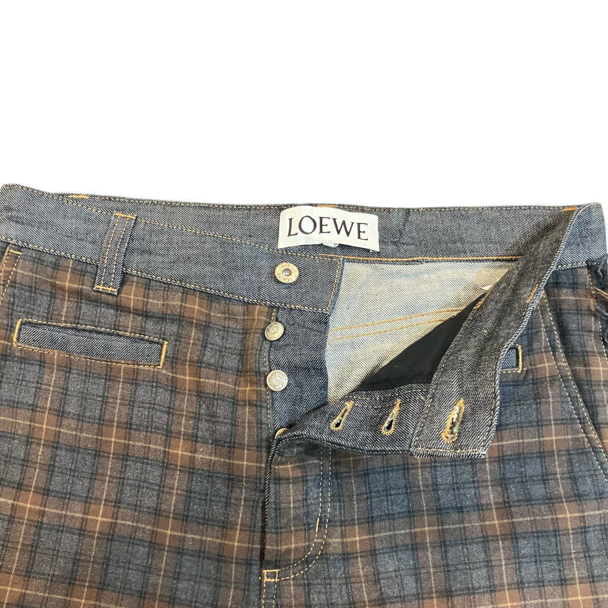 LOEWE チェック柄フィッシャーマンデニムパンツH2292430IB 古着・中古-3枚目のアイテム画像