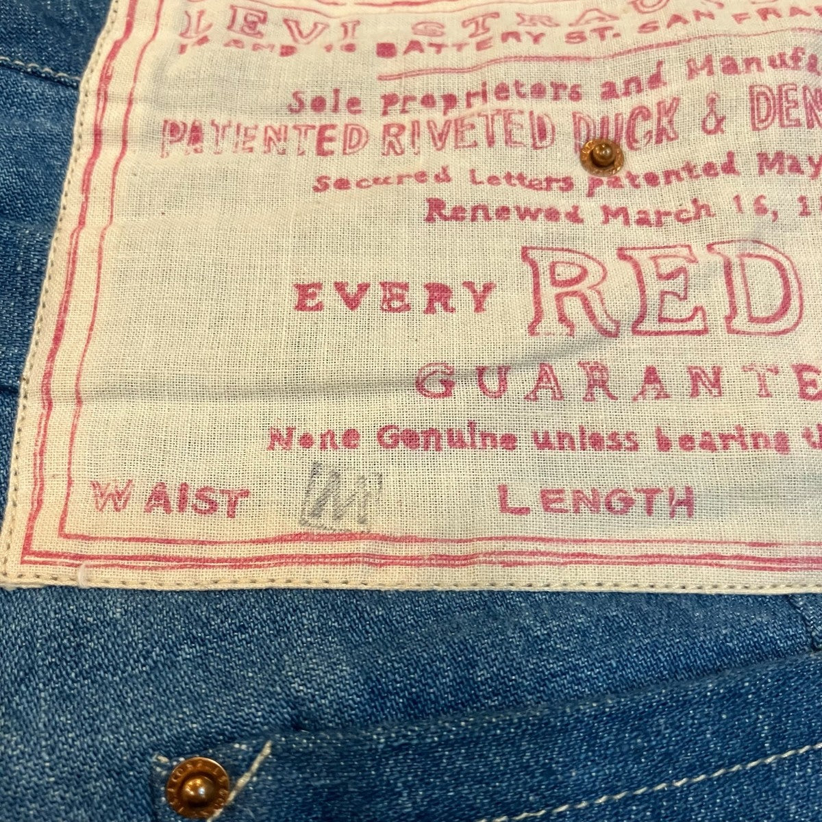 LEVI’S VINTAGE CLOTHING 「2014 Lined RED PICKER」デニムパンツPC9 88895 0001 古着・中古-6枚目のアイテム画像