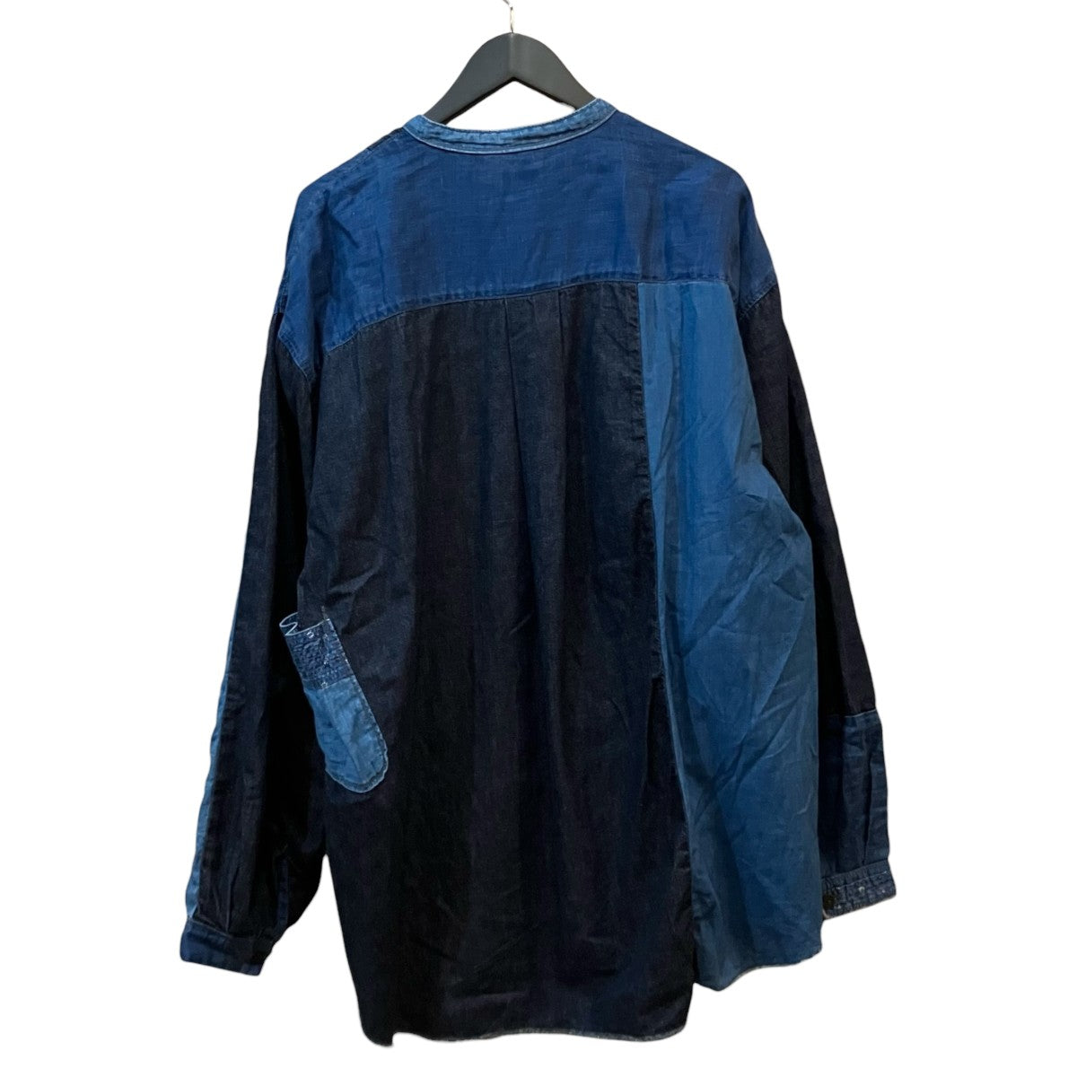 KAPITAL 綿×リネンIDGパッチワークバンドカラーカトマンズシャツEK 1478 古着・中古-2枚目のアイテム画像