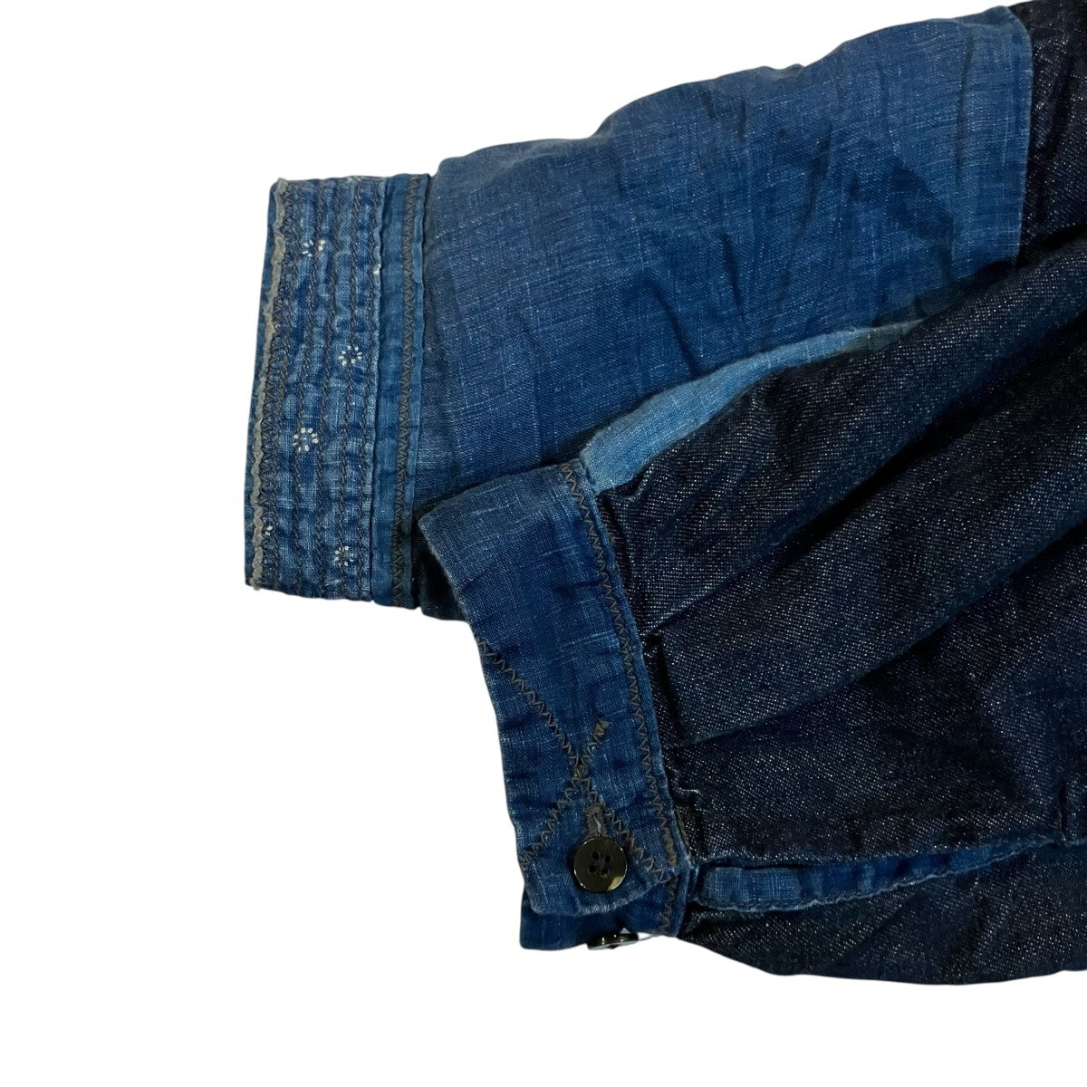 KAPITAL 綿×リネンIDGパッチワークバンドカラーカトマンズシャツEK 1478 古着・中古-4枚目のアイテム画像