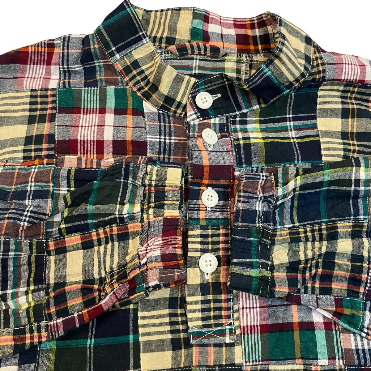 DESCENDANT TETTY PULLOVER PATCHWORK LS SHIRT チェックプルオーバーシャツ 古着・中古-4枚目のアイテム画像
