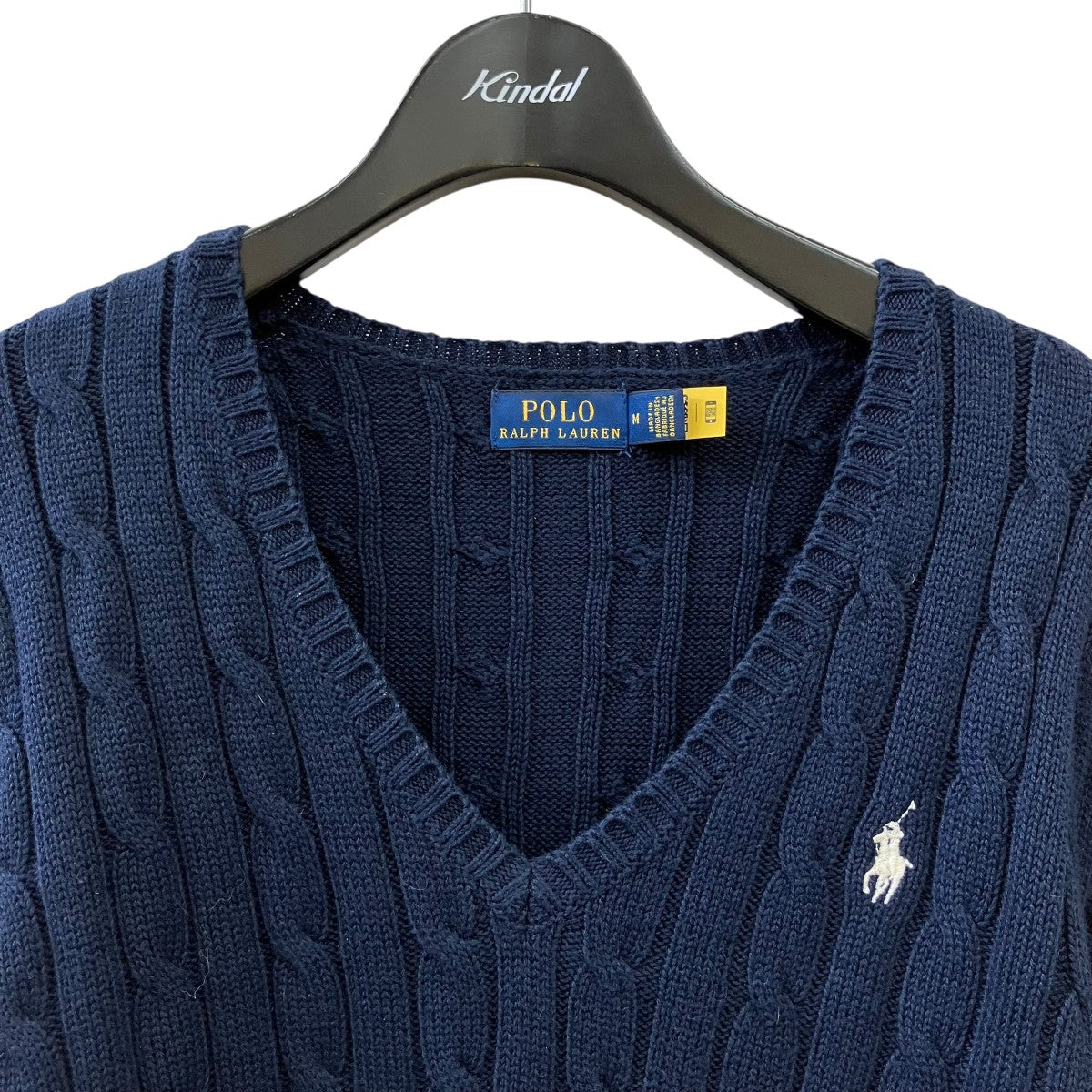 Polo Ralph Lauren ネイビー Vネックセーター 美品 POLO RALPH LAUREN(ポロラルフローレン) ワンポイント刺繍Vネック