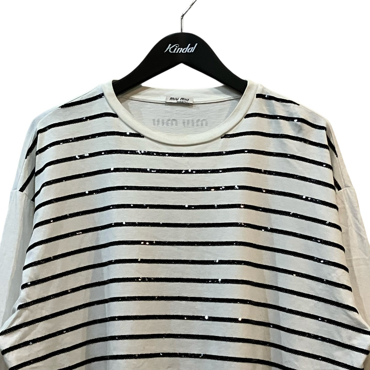 MIU MIU スパンコールボーダー長袖TシャツMJL794 古着・中古-3枚目のアイテム画像