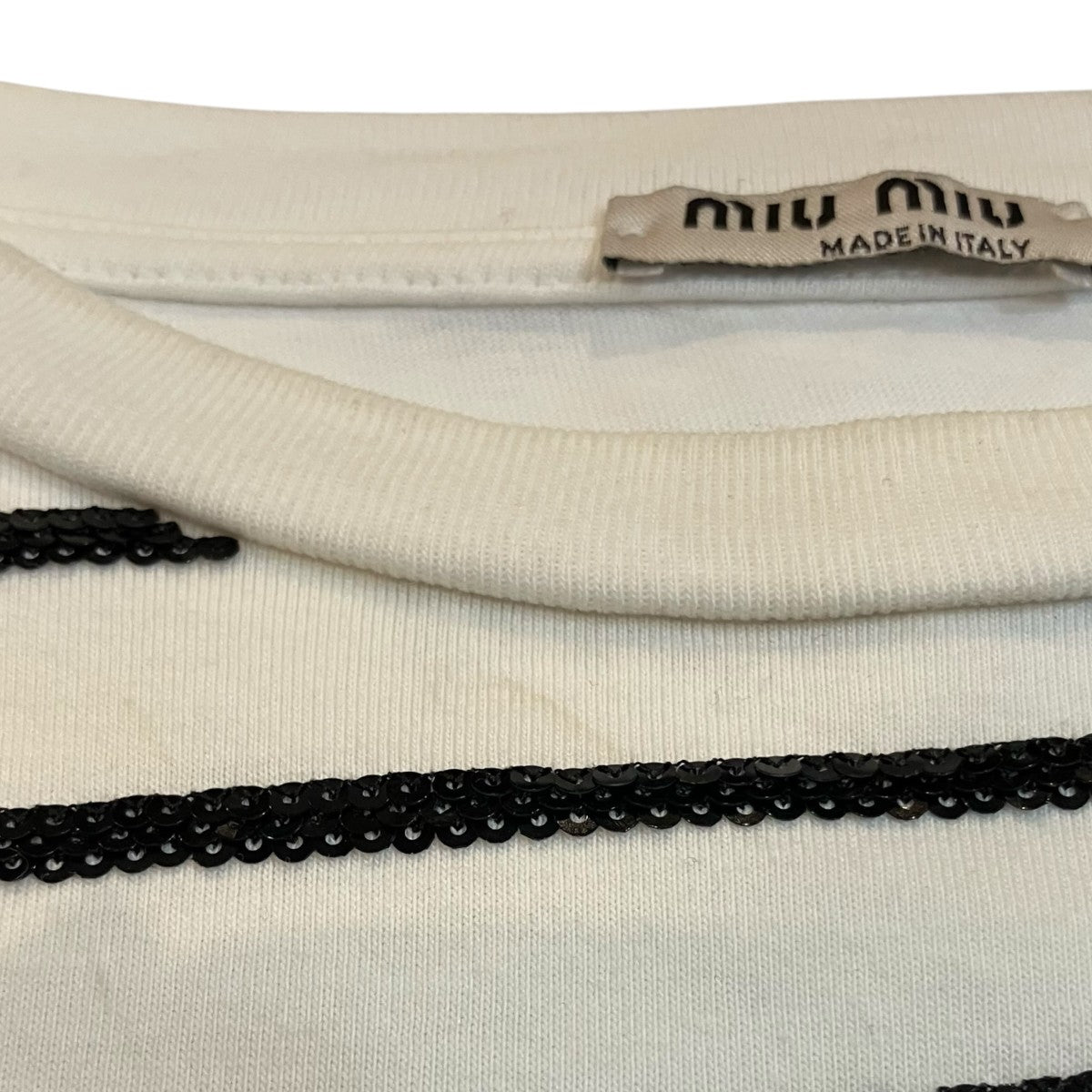 MIU MIU スパンコールボーダー長袖TシャツMJL794 古着・中古-8枚目のアイテム画像