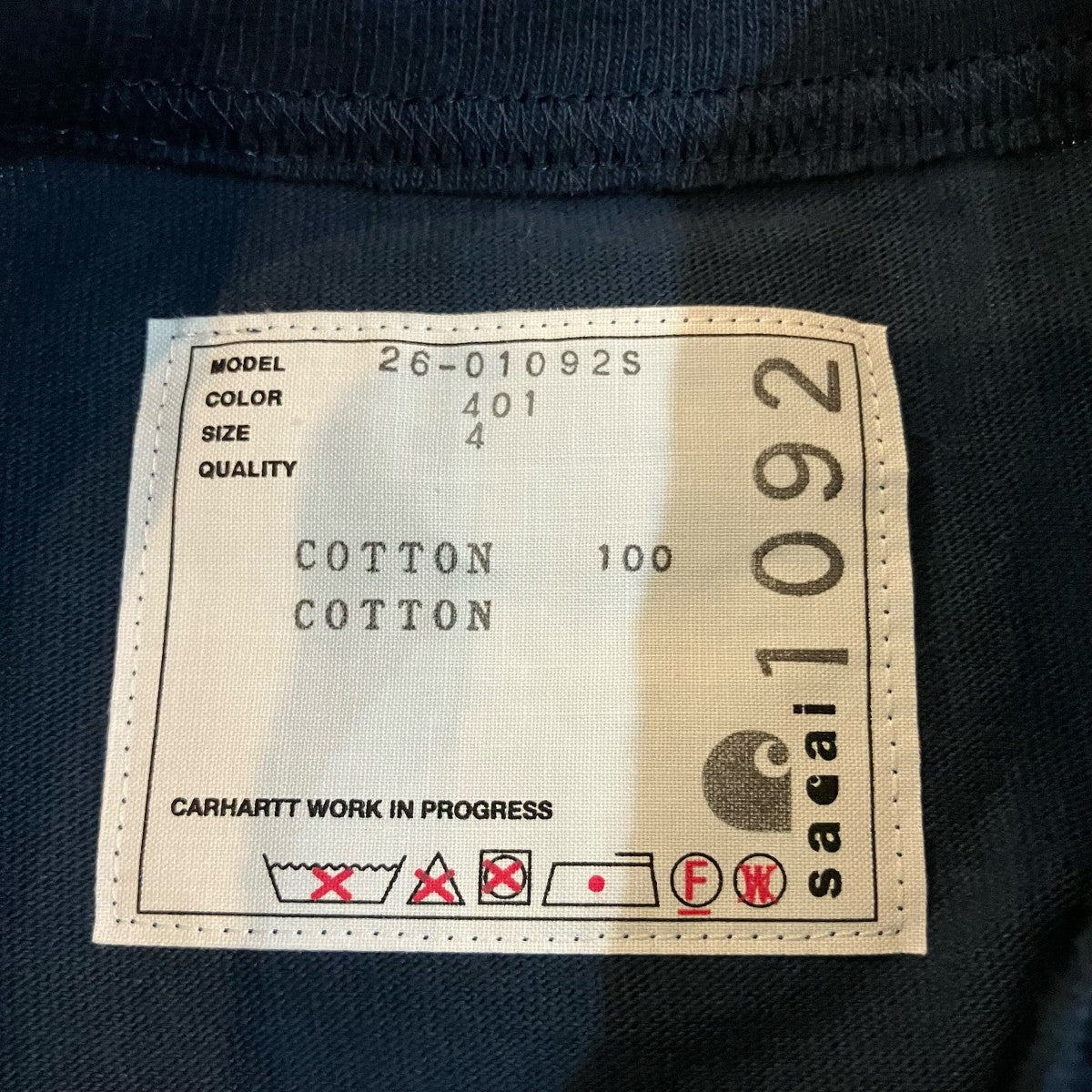 sacai×CarHartt コラボレーションTシャツ 古着・中古-5枚目のアイテム画像