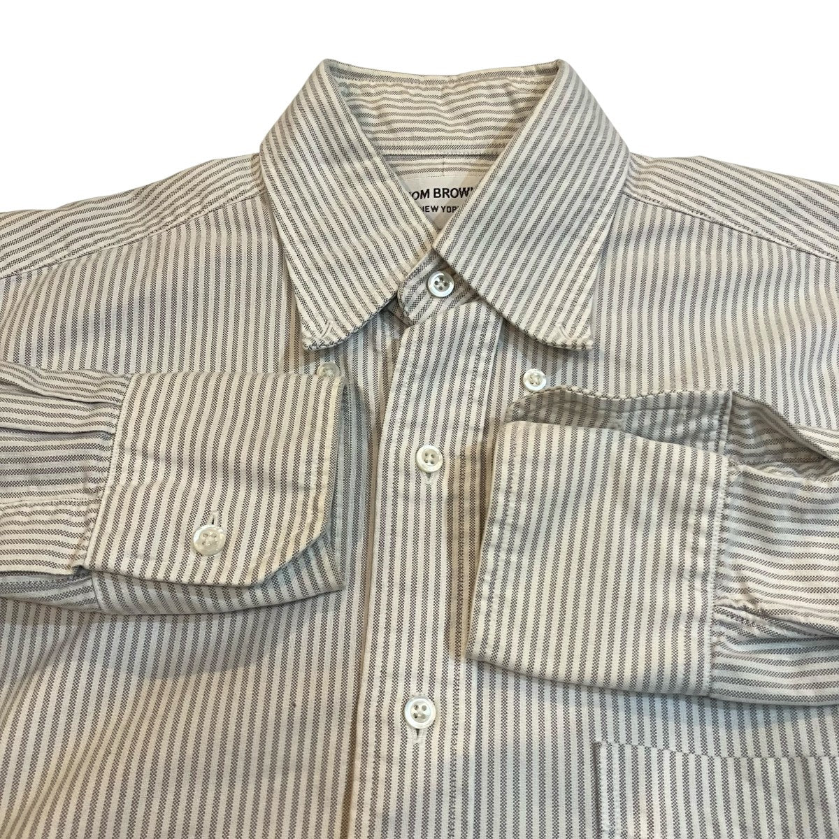 THOM BROWNE ストライプシャツ 4BAR サイズ2 中古 Thom Browne(トム・ブラウン) 4barテープストライプシャツ