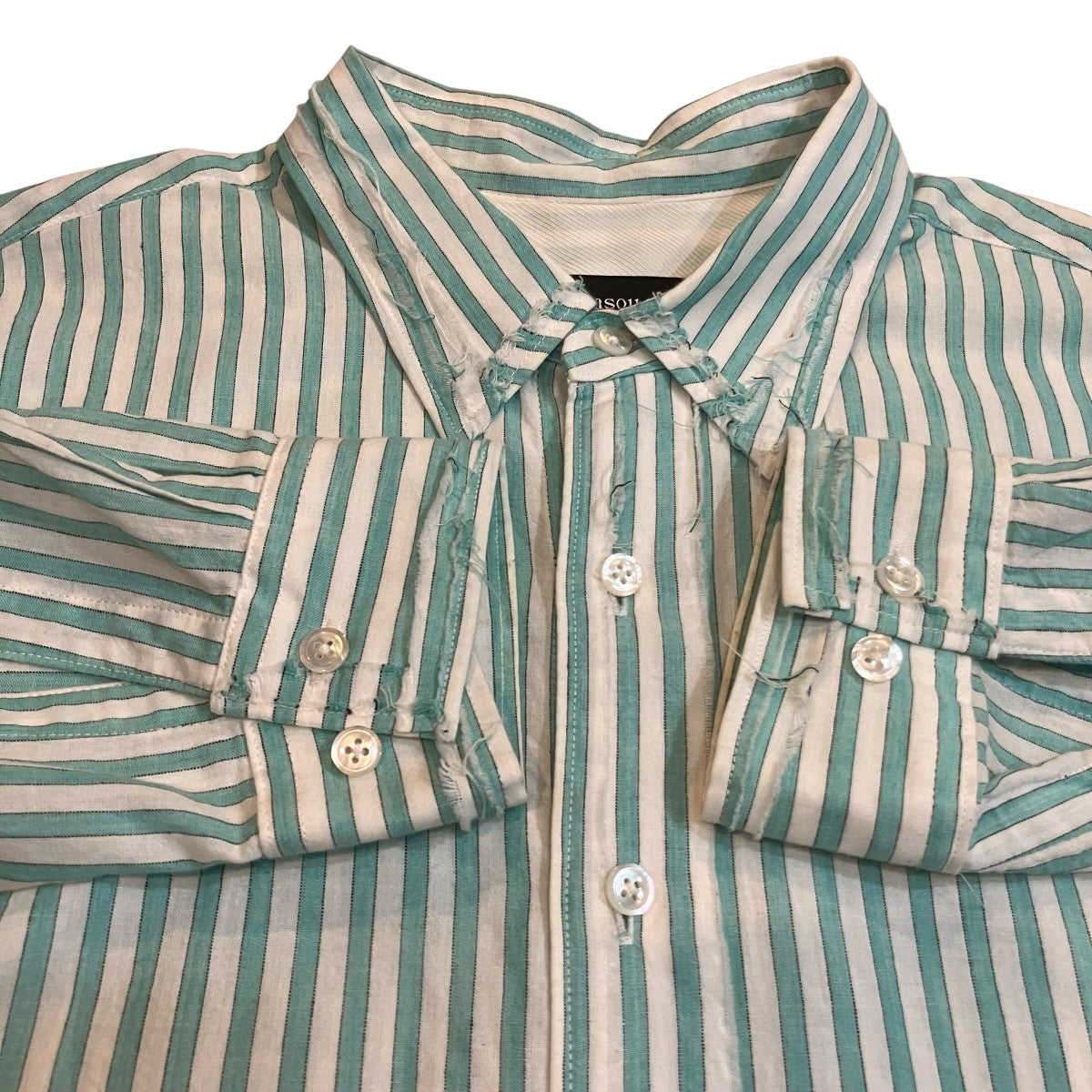 ensou．(エンソウ) Rough Cut Shirt ストライプカットシャツ ペッパー