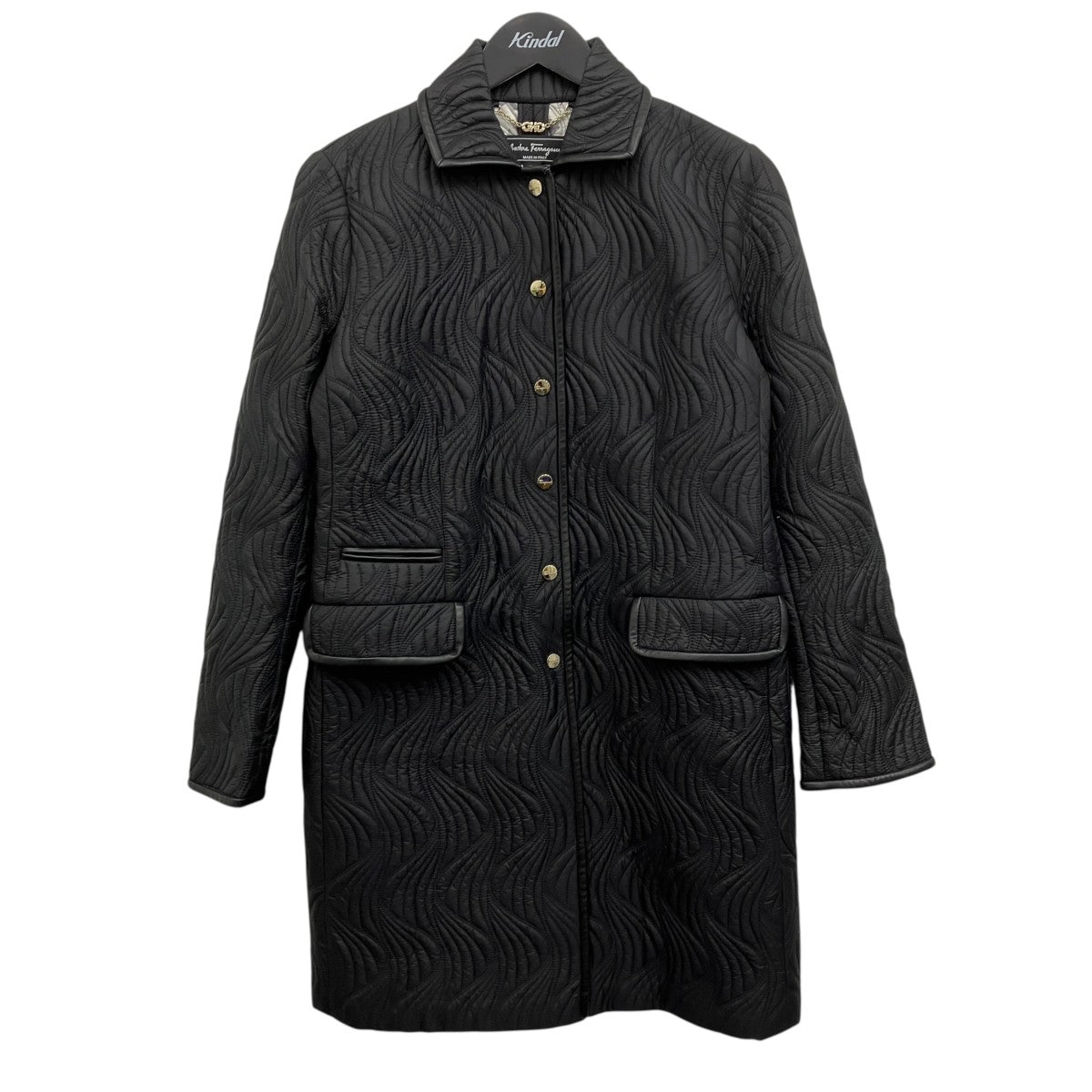 Salvatore Ferragamo レザーパイピングキルティングコート 古着・中古-1枚目のアイテム画像