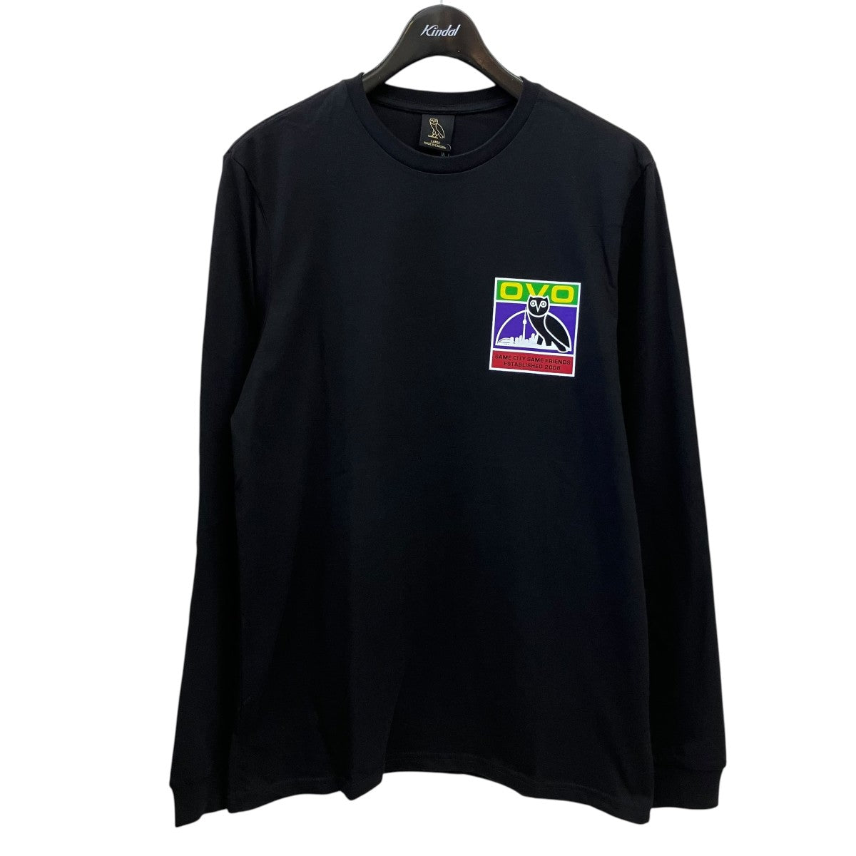 胸プリント長袖Tシャツ