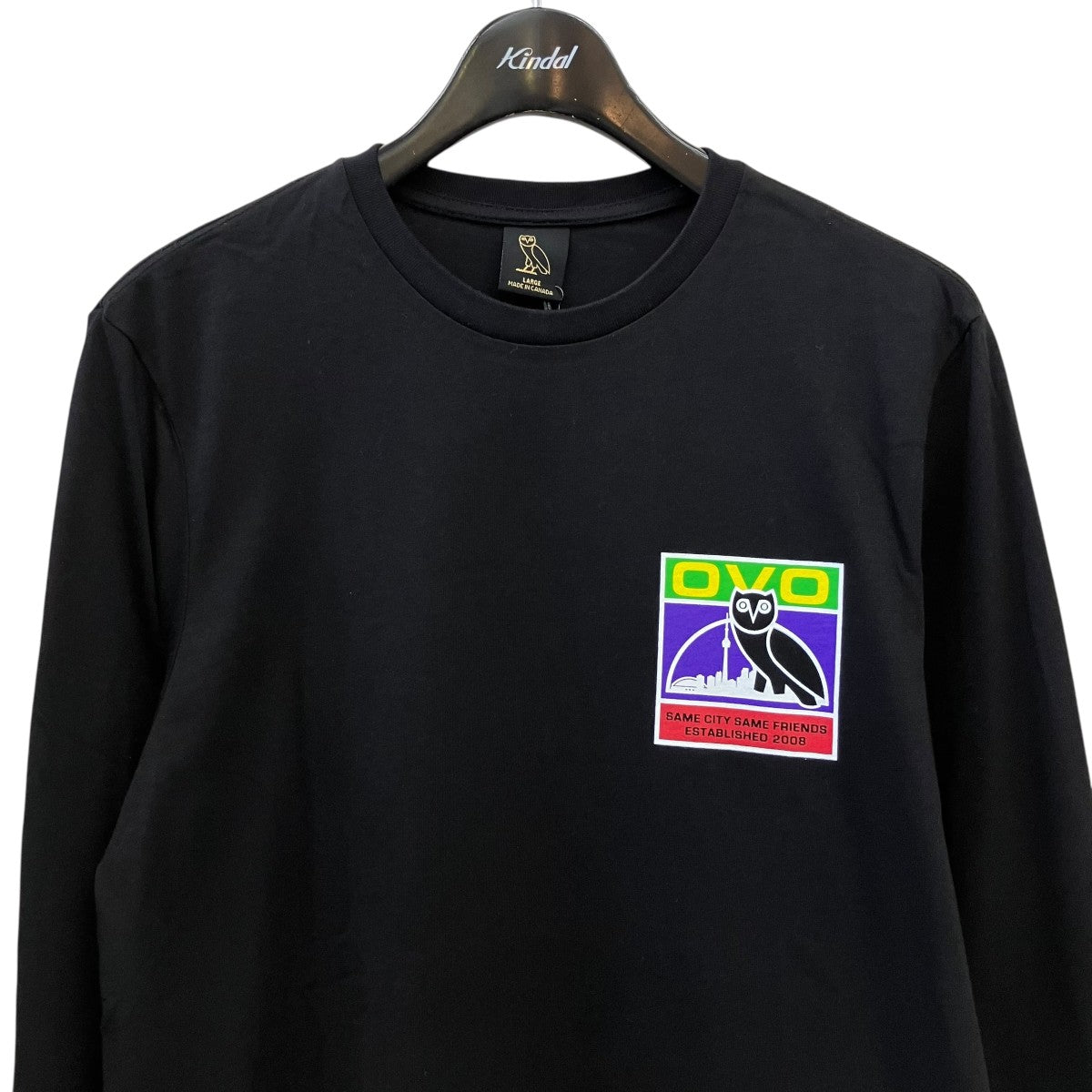 胸プリント長袖Tシャツ