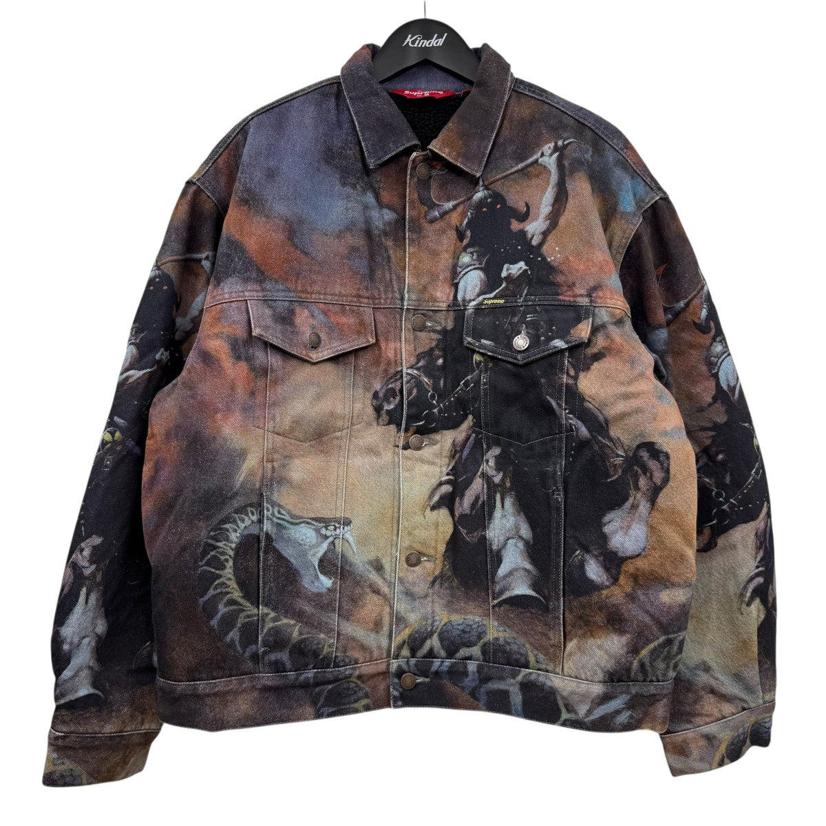 24AWFrank Frazetta Faux Shearling Lined Trucker Jacket総柄トラッカージャケット