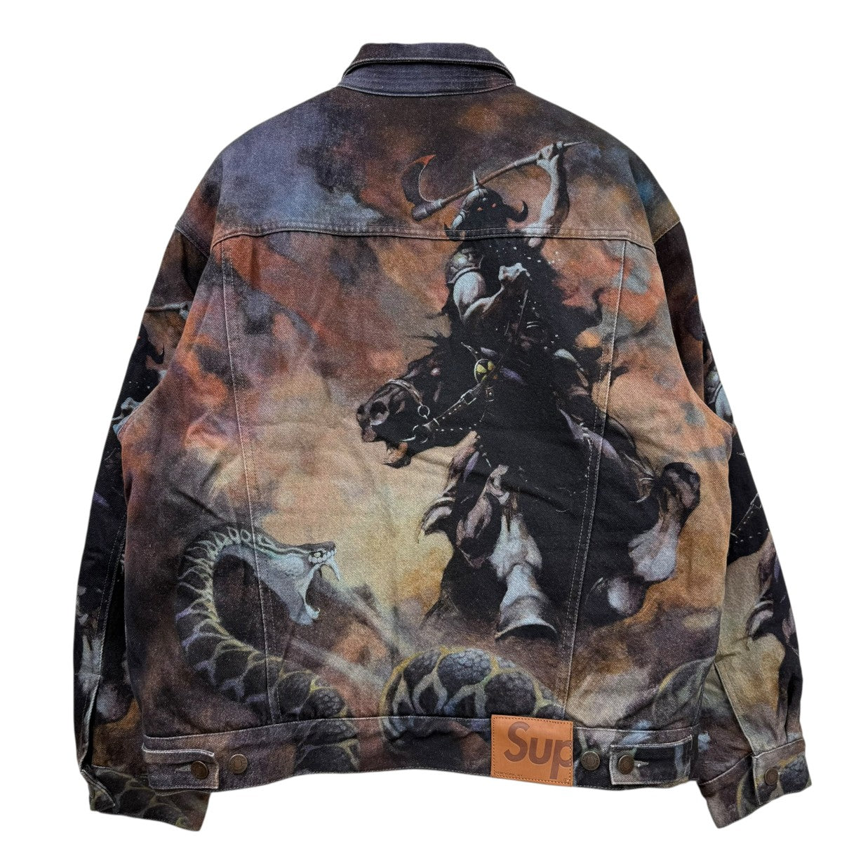 24AWFrank Frazetta Faux Shearling Lined Trucker Jacket総柄トラッカージャケット