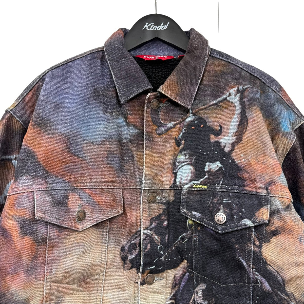 24AWFrank Frazetta Faux Shearling Lined Trucker Jacket総柄トラッカージャケット