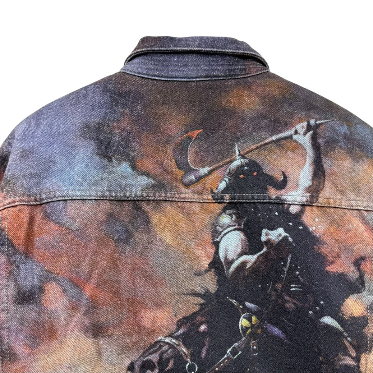 24AWFrank Frazetta Faux Shearling Lined Trucker Jacket総柄トラッカージャケット