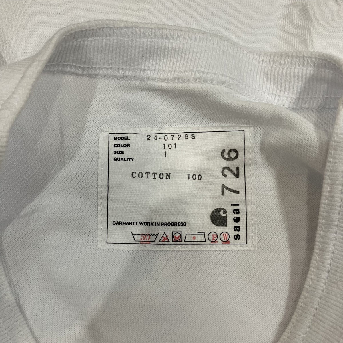 sacai×CarHartt ロングスリーブTシャツ24-0726S 古着・中古-5枚目のアイテム画像