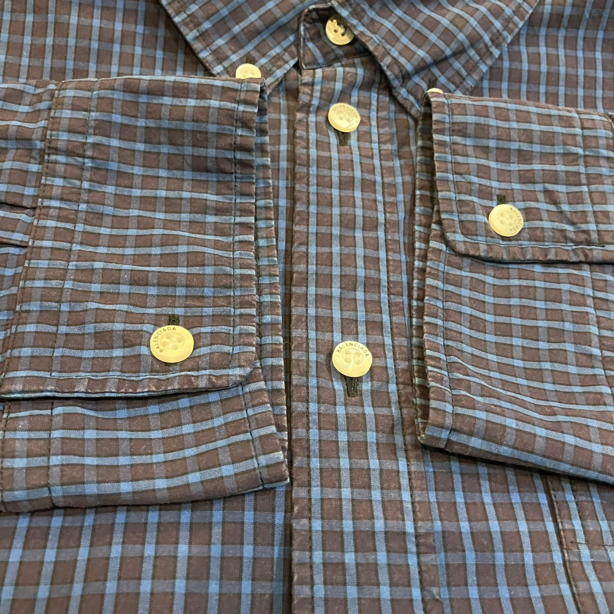 BALENCIAGA タータンチェック オーバーフィット ロングシャツ 古着・中古-4枚目のアイテム画像