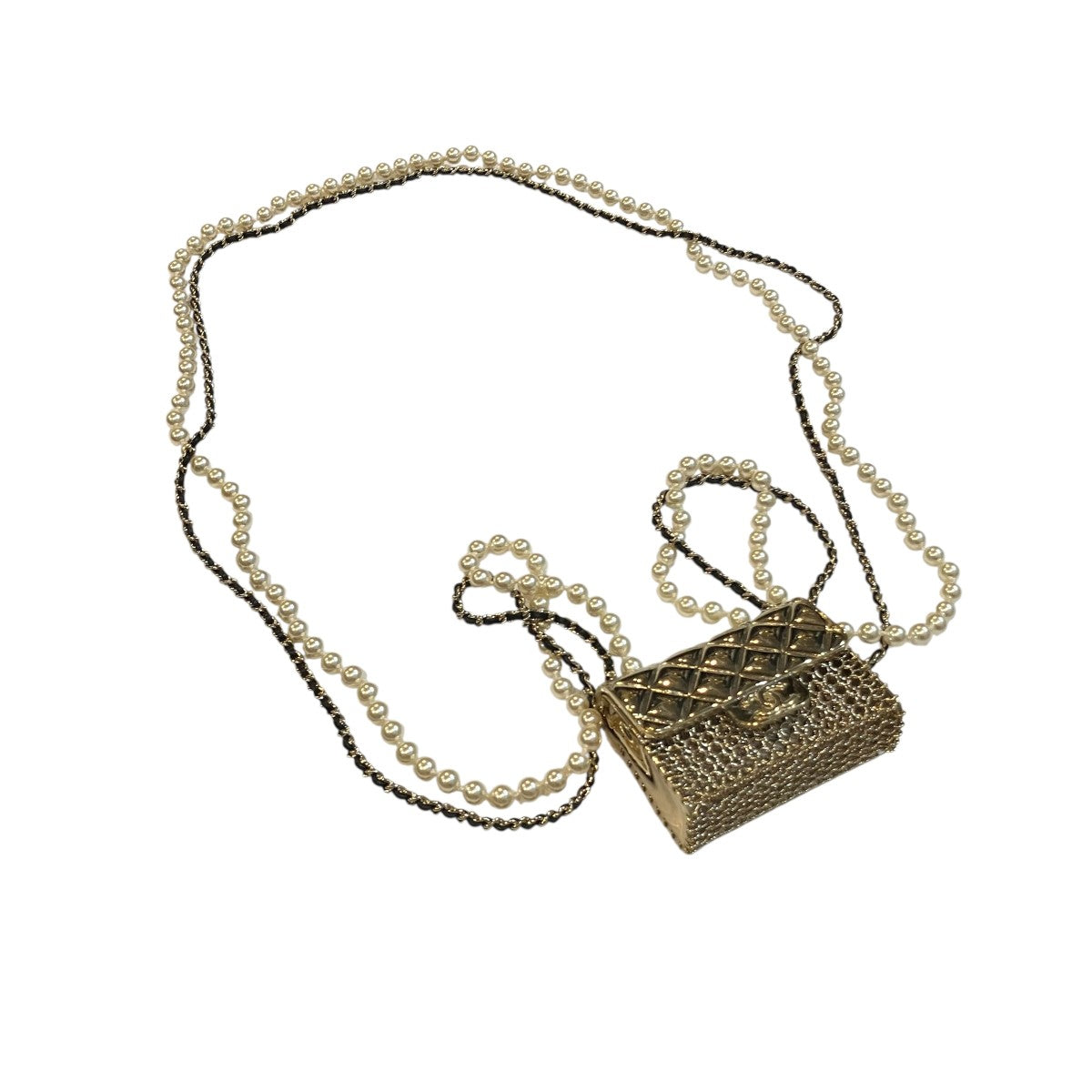CHANEL マトラッセ フラップバッグネックレス 古着・中古-1枚目のアイテム画像