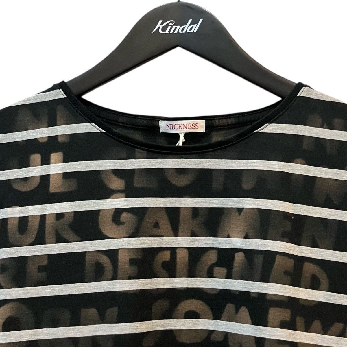 NICENESS HYDE Hand-Stenciled Long Sleeve Basque Tee ボーダーロングスリーブTシャツ 古着・中古-3枚目のアイテム画像