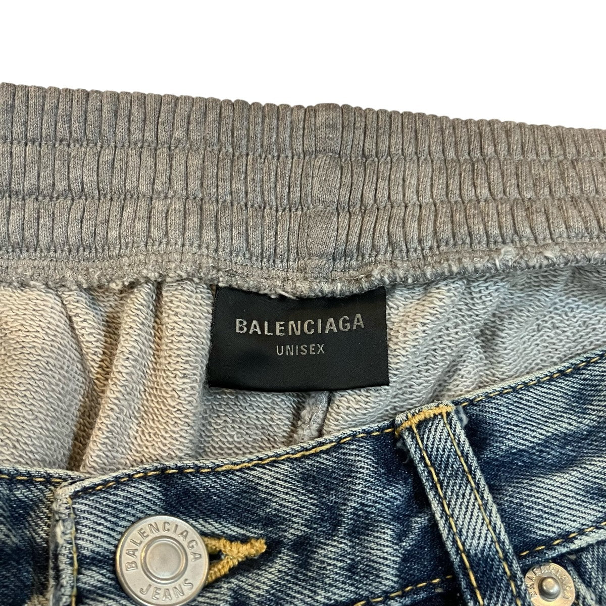 「HYBRID BAGGY JEANS」スウェットドッキングデニムパンツ738761