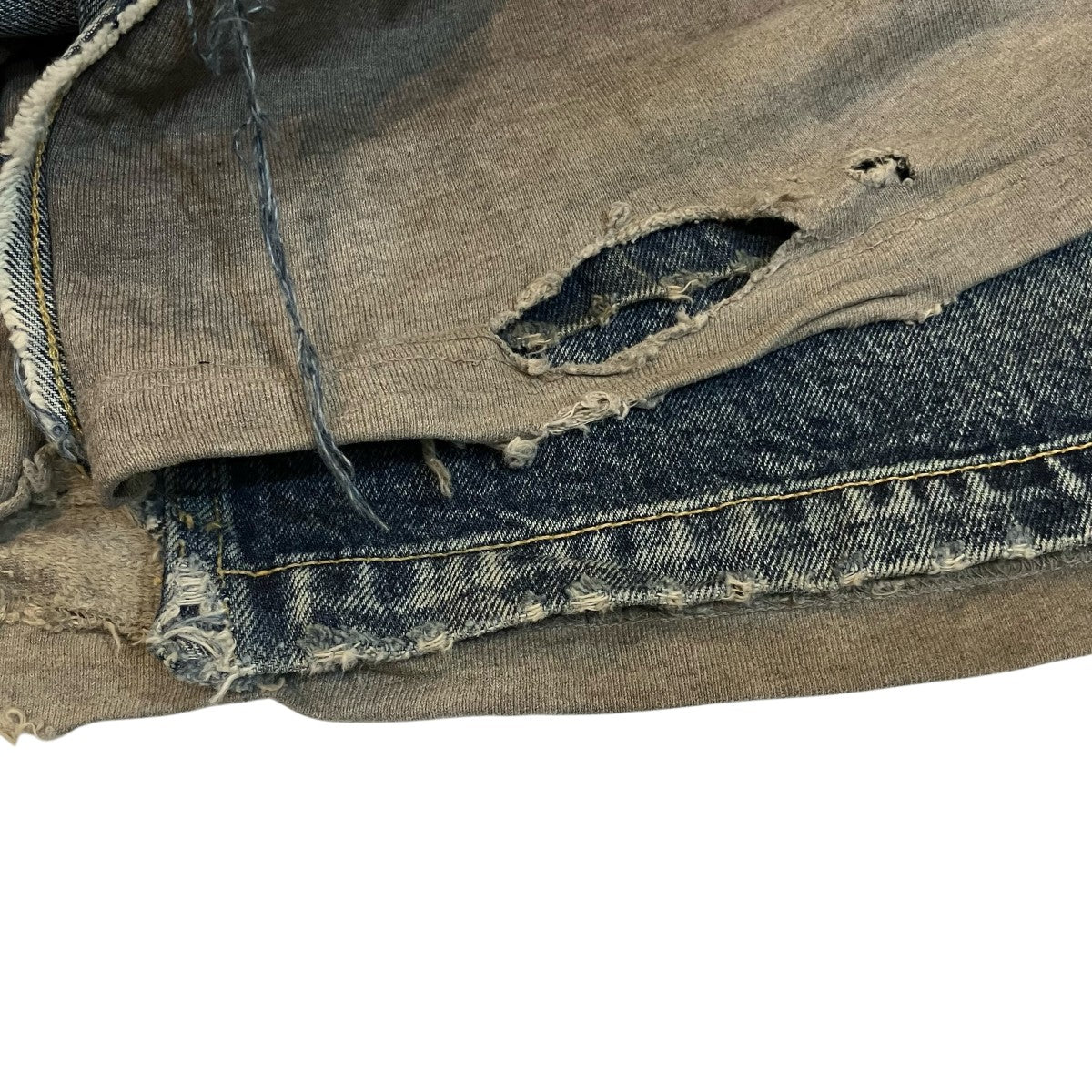 「HYBRID BAGGY JEANS」スウェットドッキングデニムパンツ738761