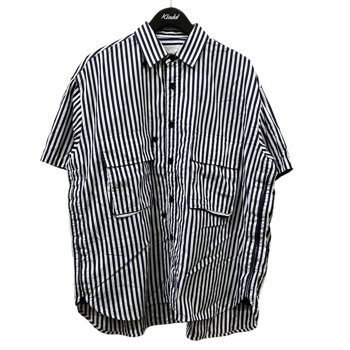 sacai 「Cotton Poplin Shirt」半袖ストライプシャツ23 03009M 古着・中古-1枚目のアイテム画像