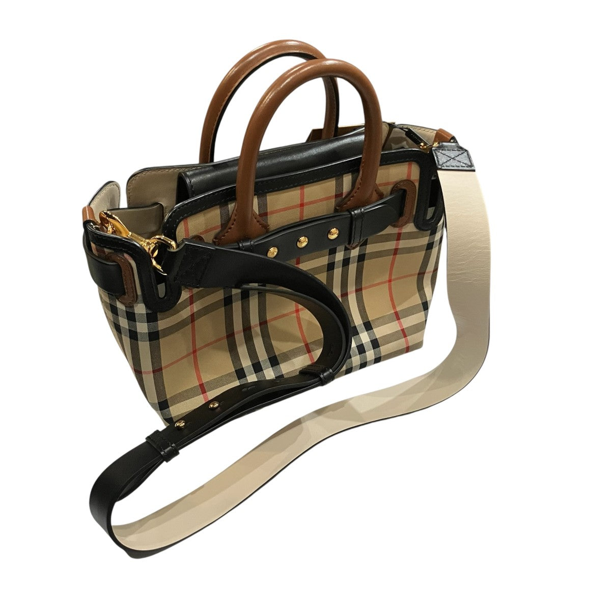 BURBERRY トリプルスタッズチェック柄ショルダーバッグ 古着・中古-1枚目のアイテム画像
