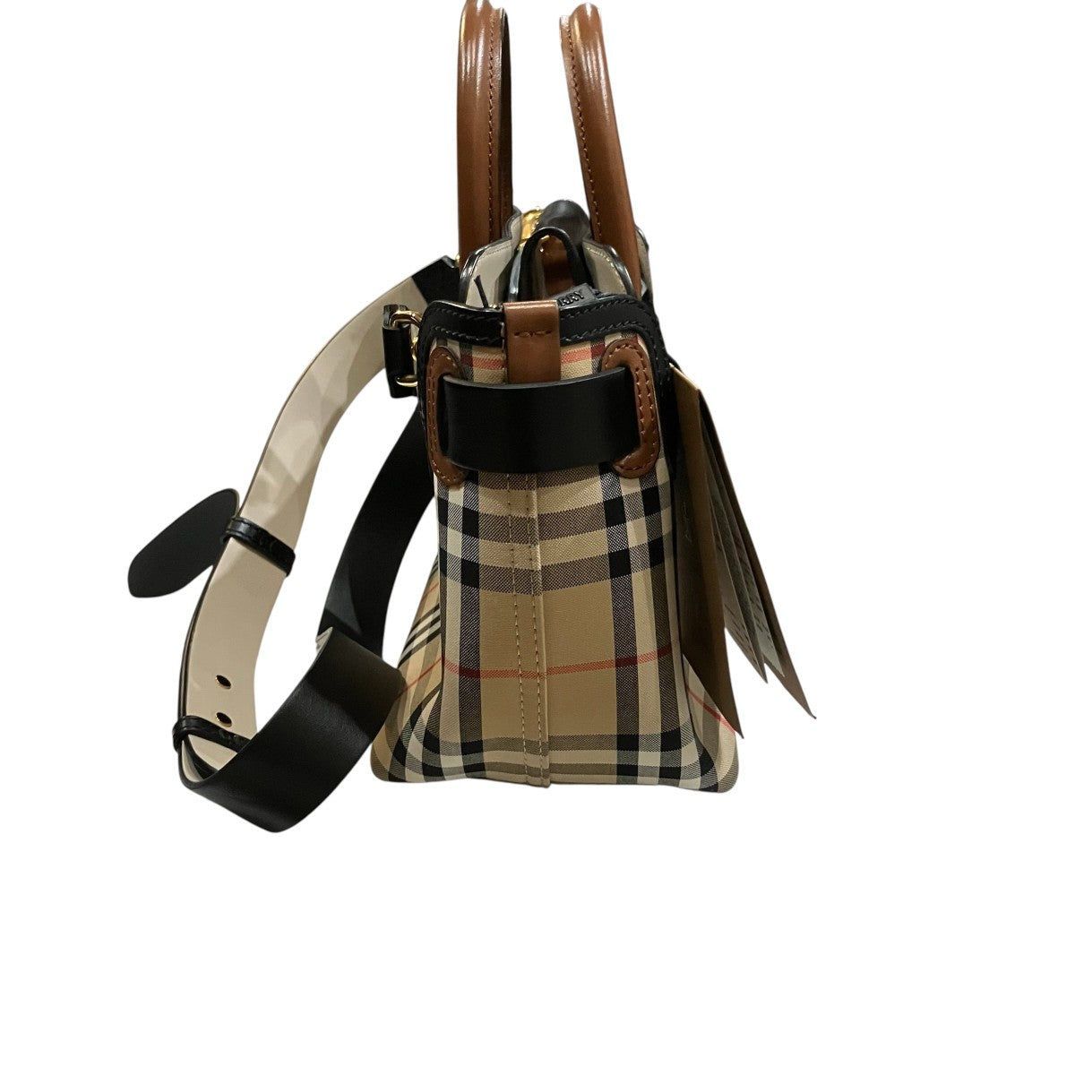 BURBERRY トリプルスタッズチェック柄ショルダーバッグ 古着・中古-4枚目のアイテム画像