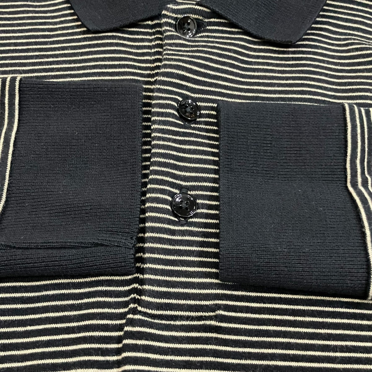 CELINE トリオンフ刺繍ボーダー長袖ポロシャツ 古着・中古-4枚目のアイテム画像