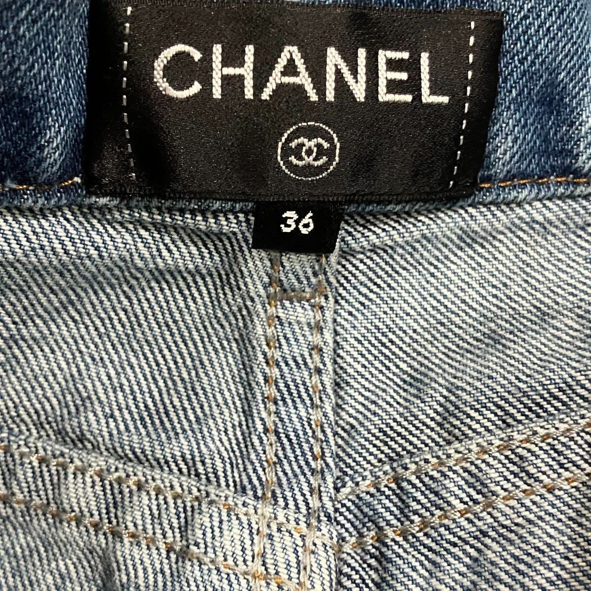 CHANEL パッチワークデニムパンツ 古着・中古-6枚目のアイテム画像