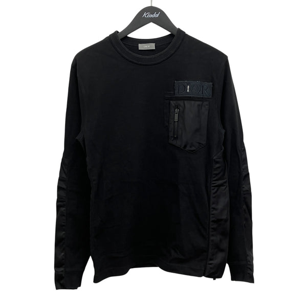 R*様 DIOR × sacai コラボ長袖シャツ ロゴパッチブラック39 Dior Homme×sacai ロングスリーブTシャツ 213J642A0554 ブラック