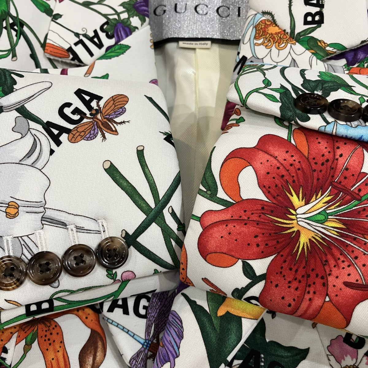 GUCCI×BALENCIAGA フローラルプリントテーラードジャケット676217