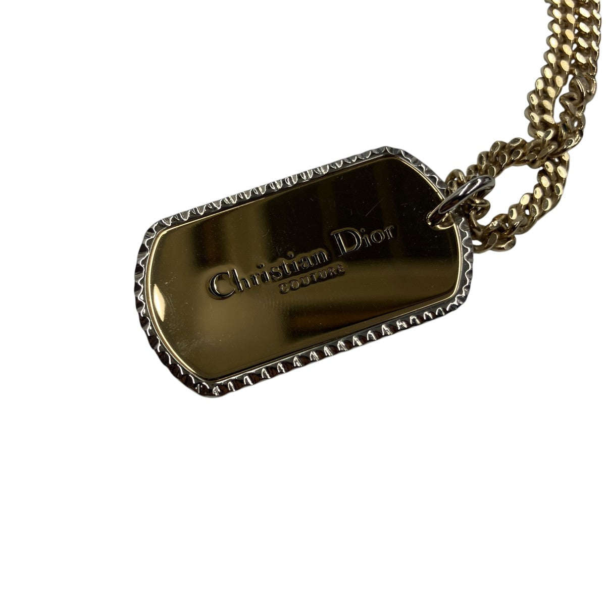 ドッグタグピアス　Dior 貴重 DIOR(ディオール) ドッグタグロゴネックレス ゴールド×シルバー