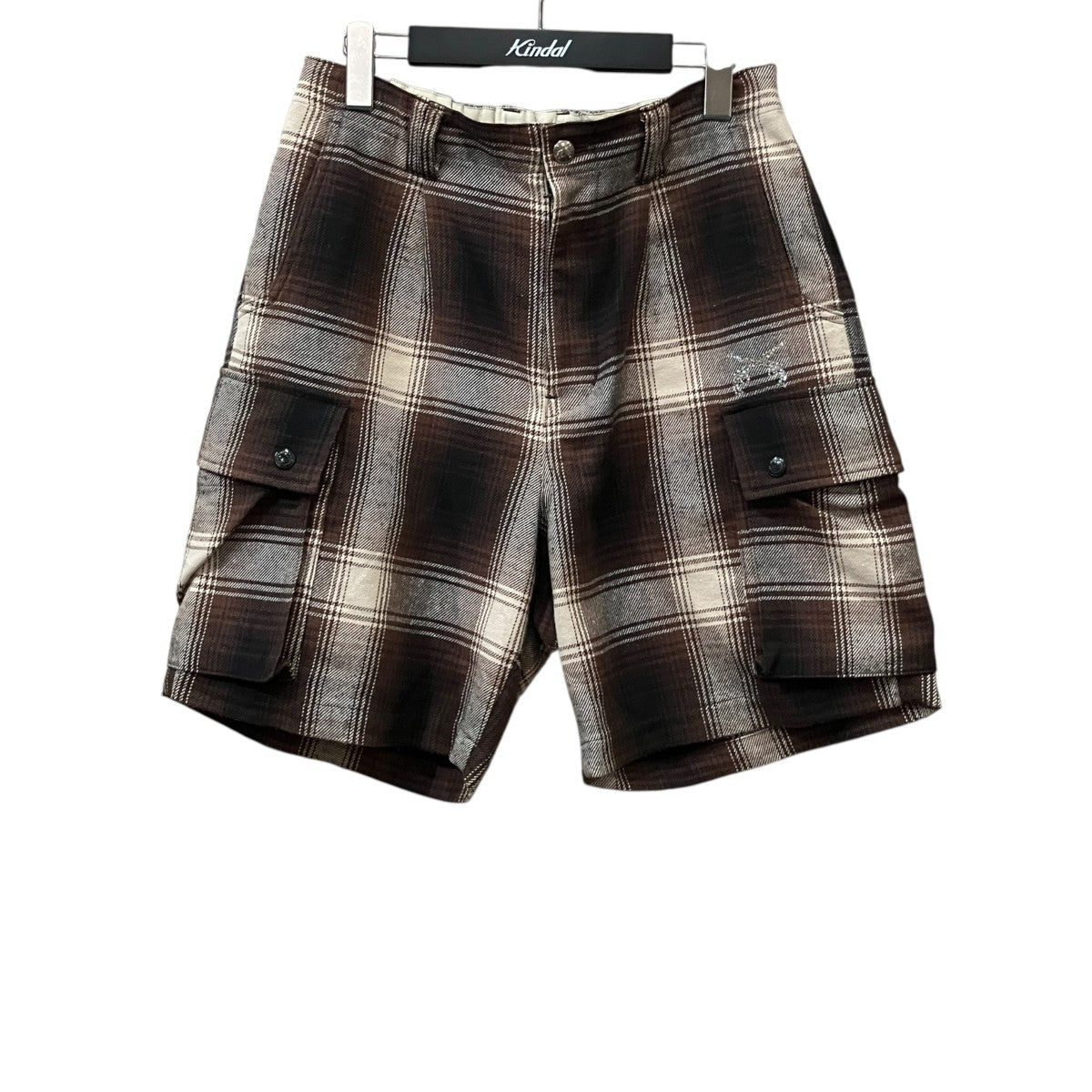 SILK CHECK SHORTS SWAROVSKI チェック柄ショートパンツ