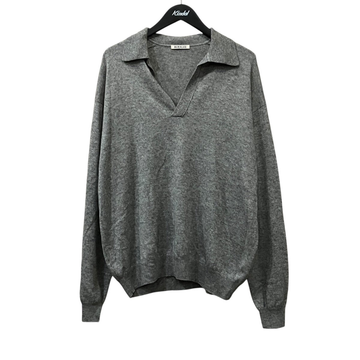 AURALEE SUPER FINE CASHMERE SILK KNIT SKIPPER POLO 襟付きニット 古着・中古-1枚目のアイテム画像