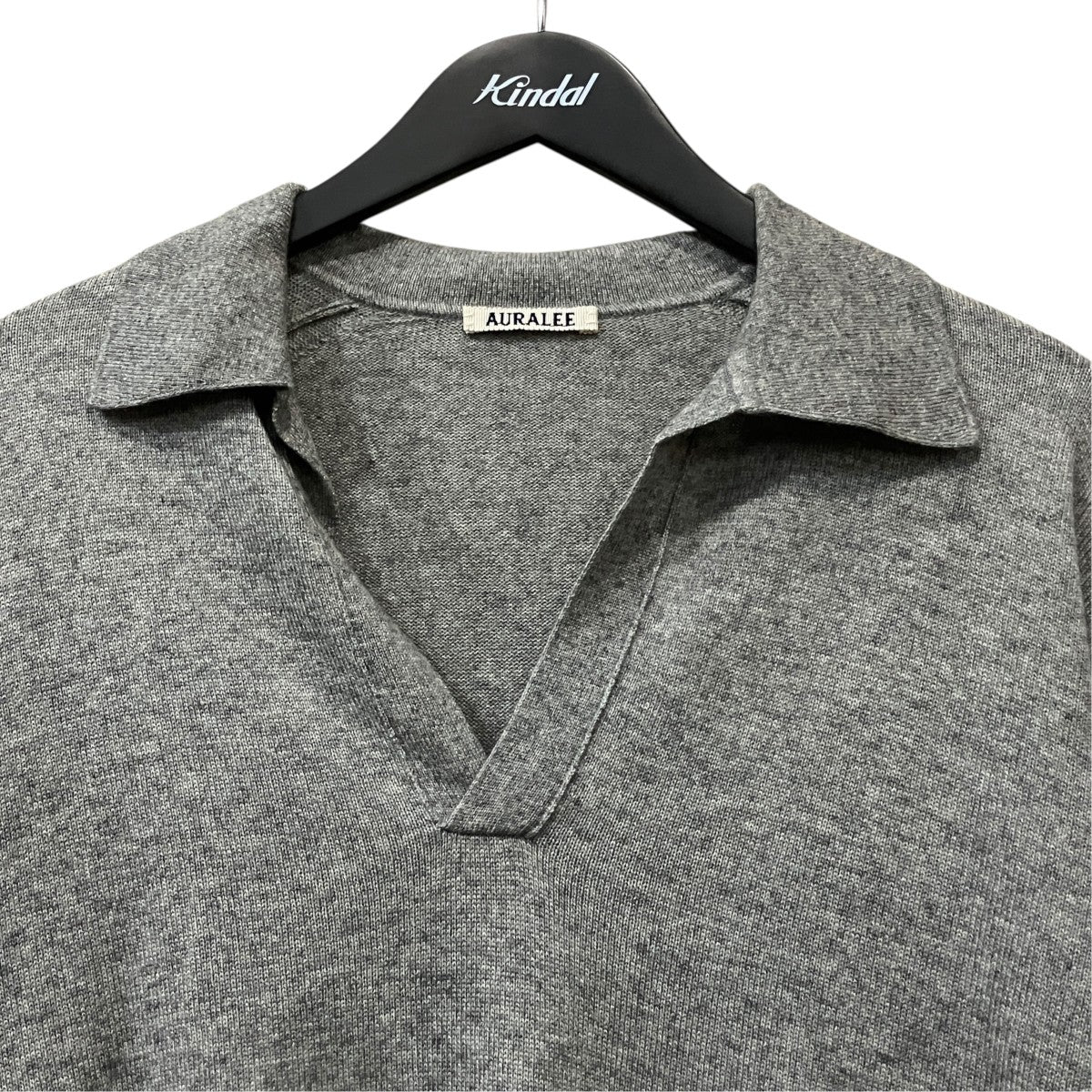 AURALEE SUPER FINE CASHMERE SILK KNIT SKIPPER POLO 襟付きニット 古着・中古-3枚目のアイテム画像