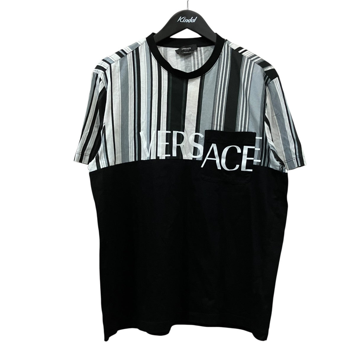 VERSACE ボーダーロゴTシャツA89002 古着・中古-1枚目のアイテム画像