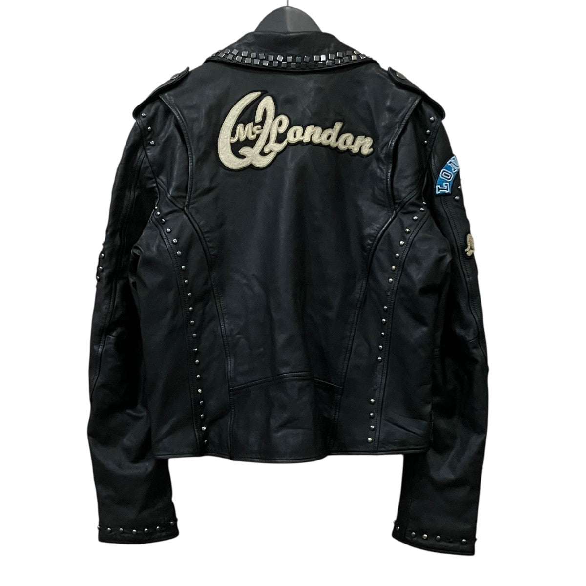 ALEXANDER McQUEEN バッジレザーダブルライダースジャケット 古着・中古-2枚目のアイテム画像