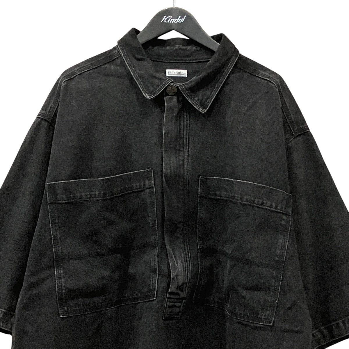デニムハーフジップ半袖ジャケット