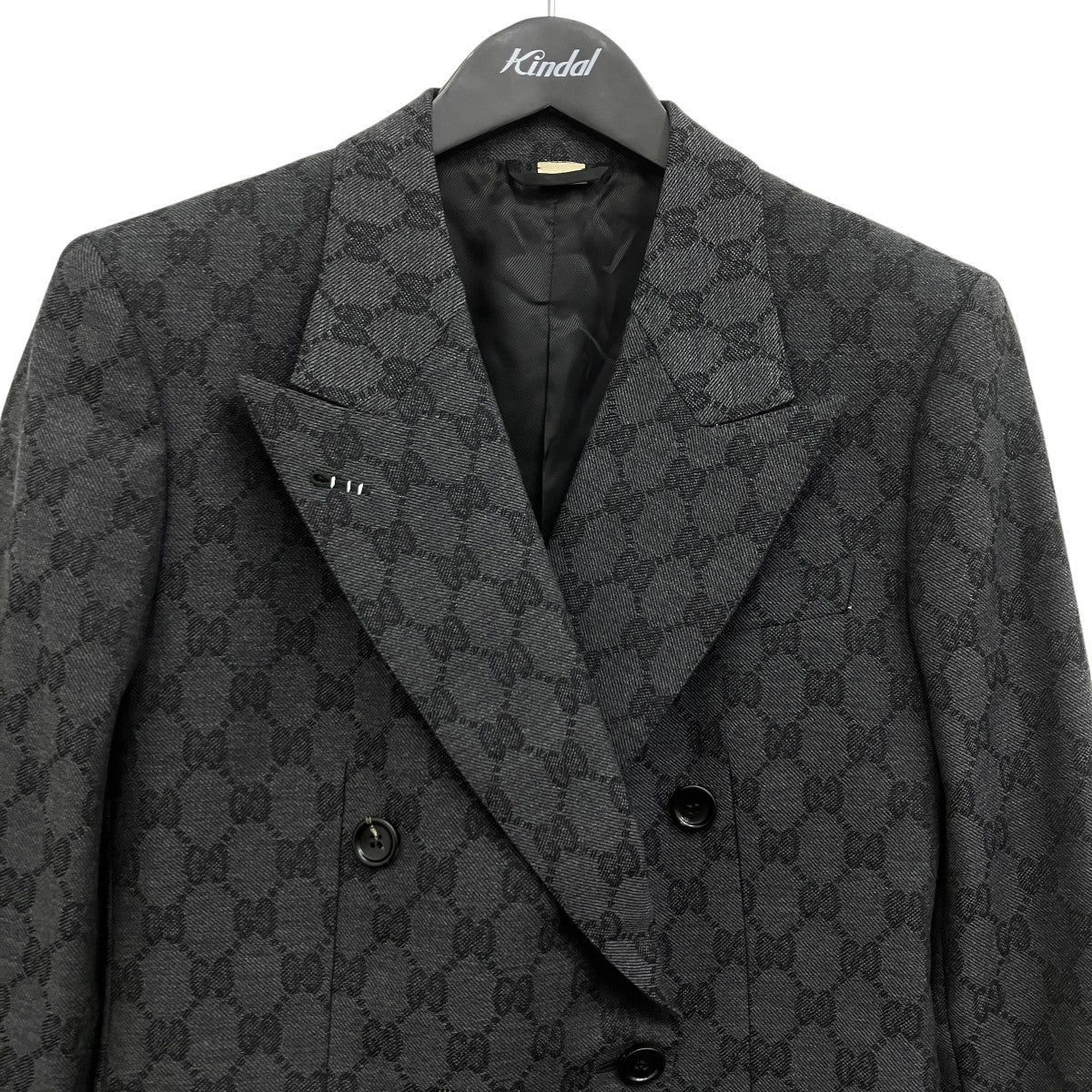 GUCCI GG柄 ダブルブレスト ウール ジャガード テーラードジャケット 古着・中古-3枚目のアイテム画像