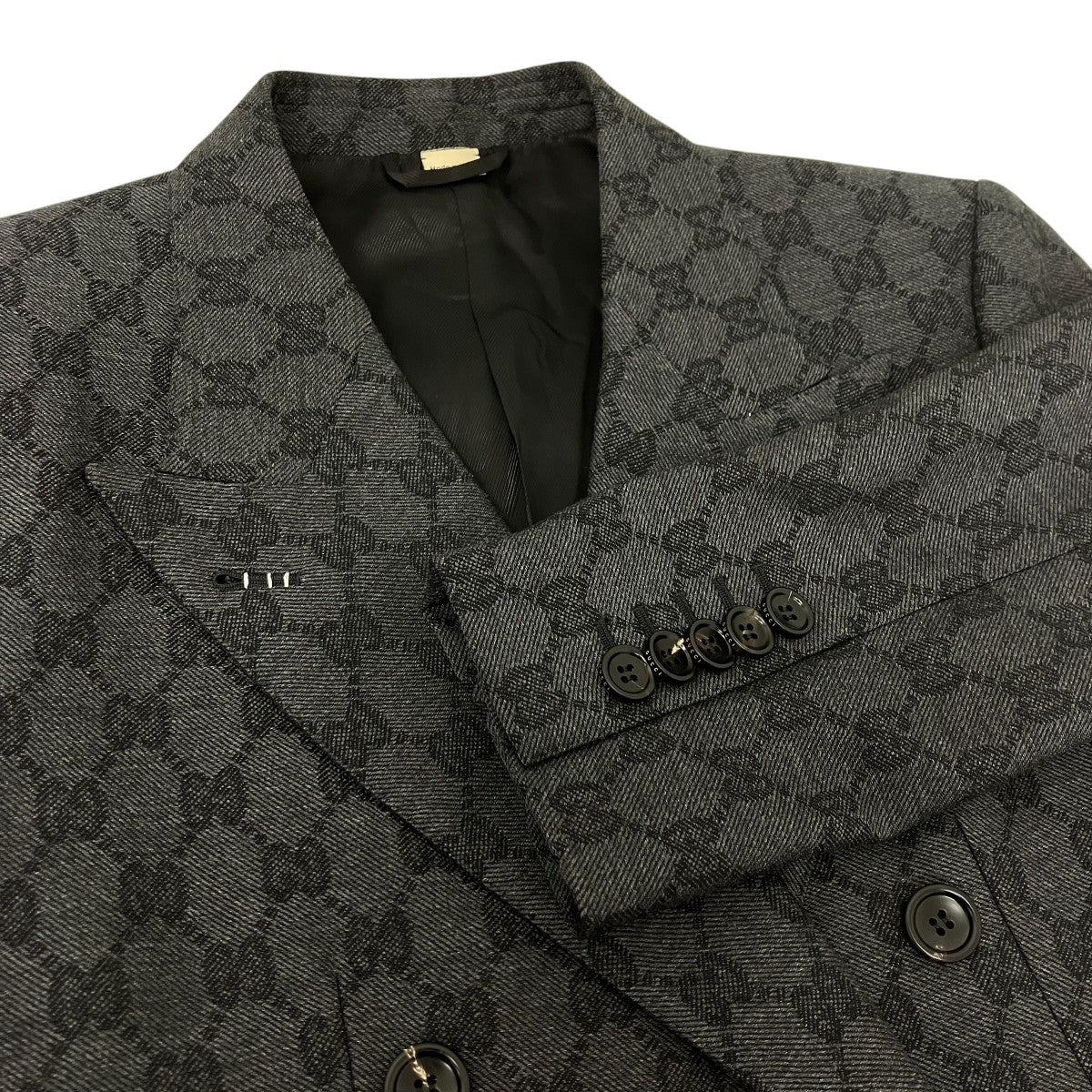 GUCCI GG柄 ダブルブレスト ウール ジャガード テーラードジャケット 古着・中古-4枚目のアイテム画像