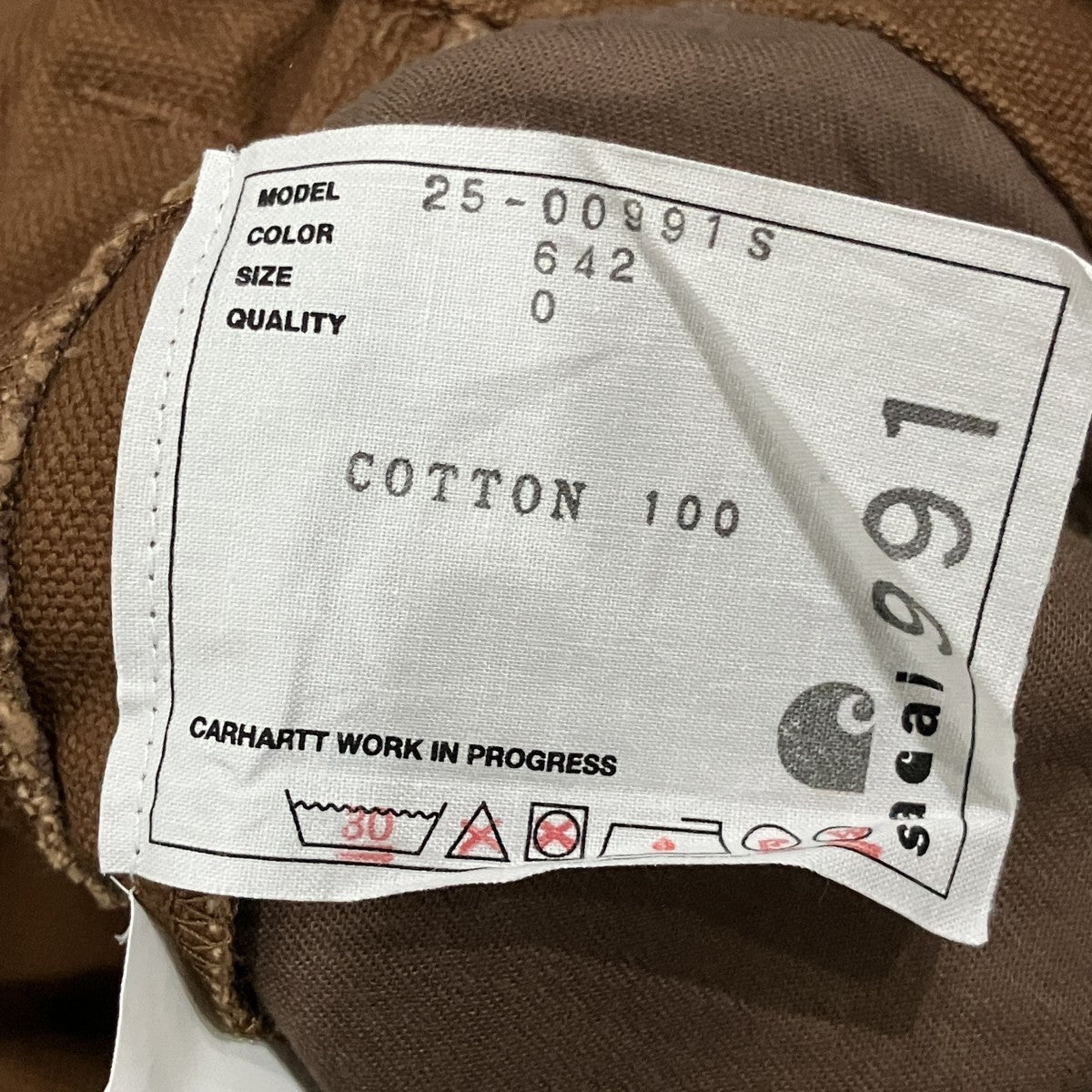 sacai×CarHartt Carhartt WIP Duck Pants カーゴパンツ 古着・中古-6枚目のアイテム画像