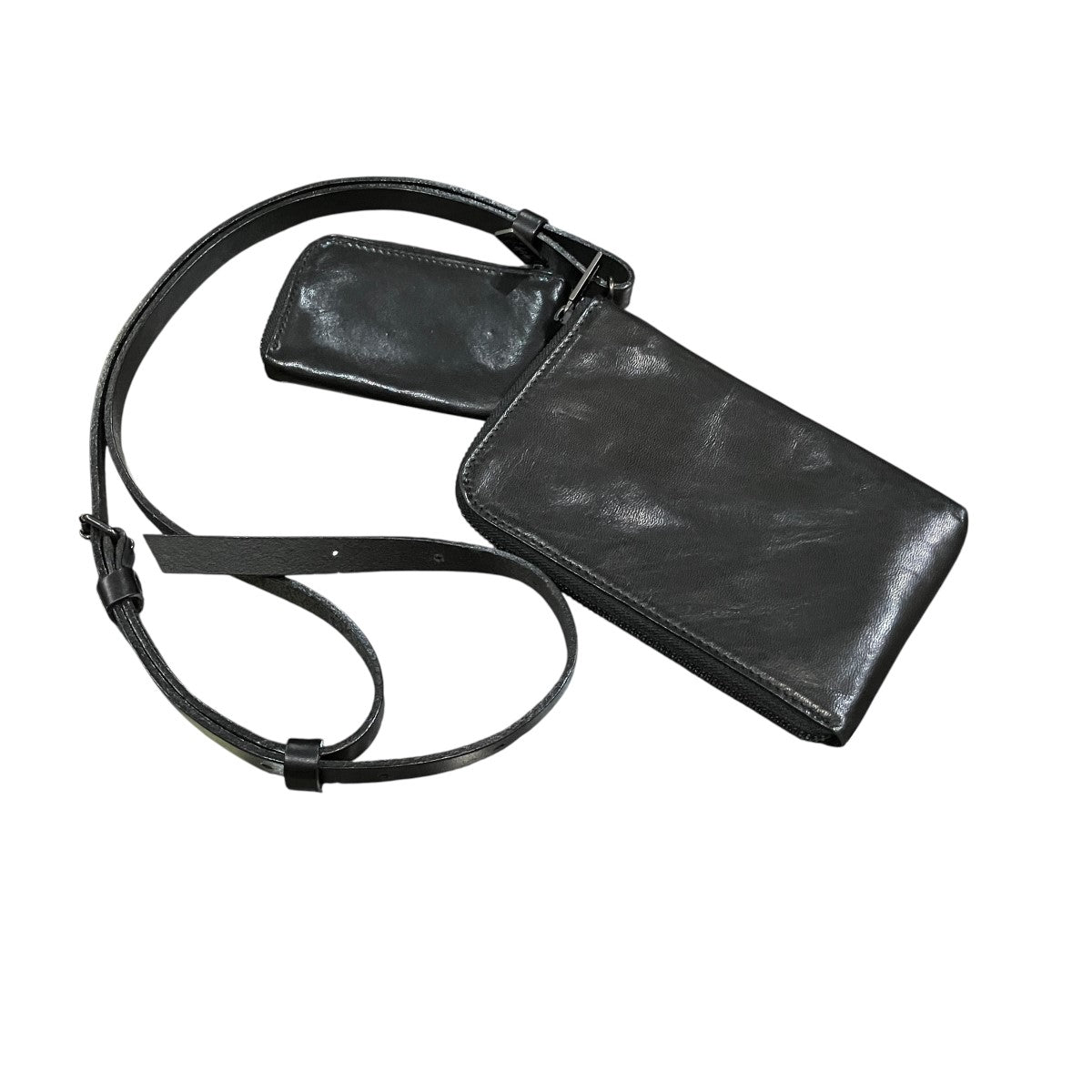 YOHJI YAMAMOTO Horse Cow Leather Smart Phone Shoulder Case 古着・中古-1枚目のアイテム画像