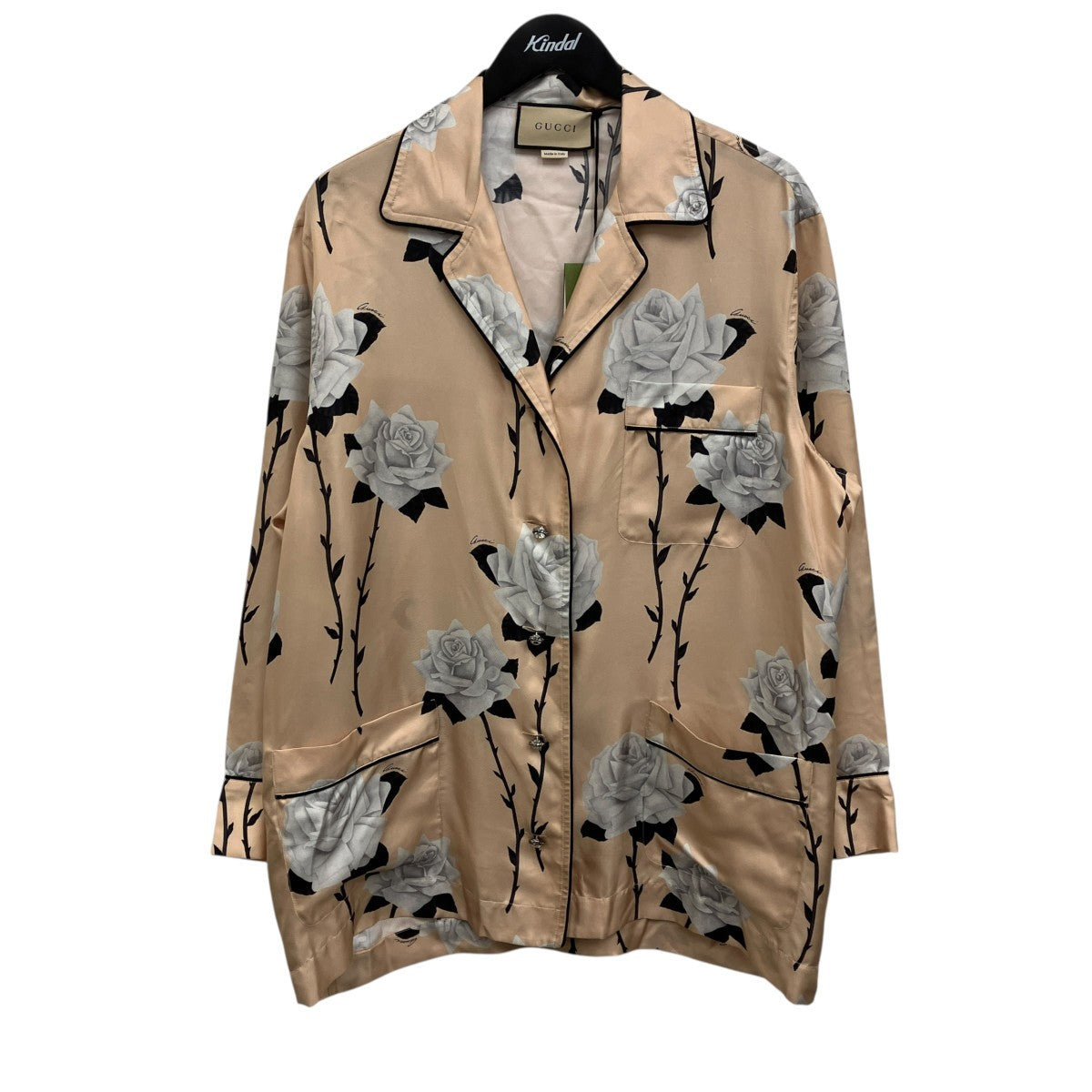 薔薇柄シルクシャツ